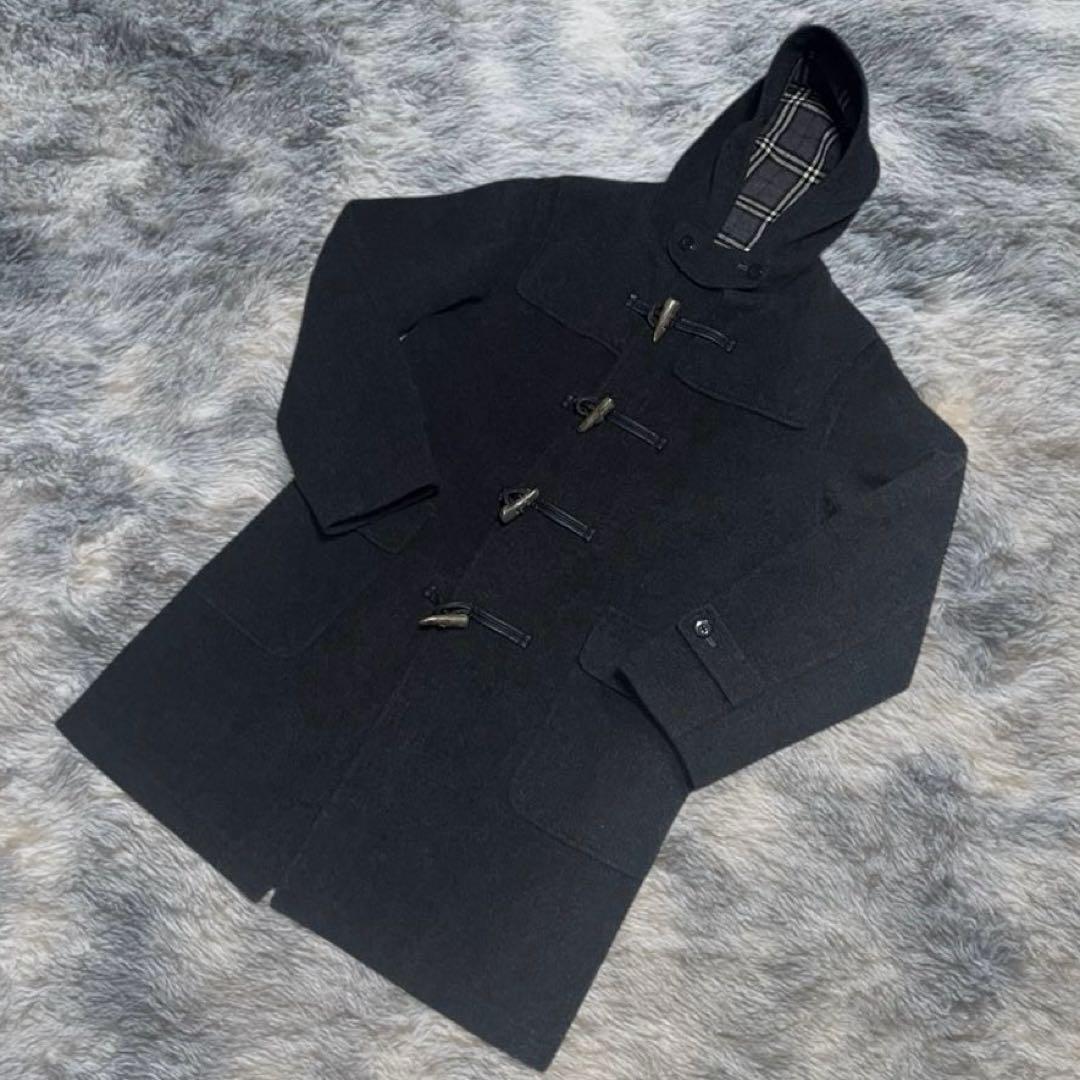 バーバリーブラックレーベル ダッフルコート L ノバチェック 黒