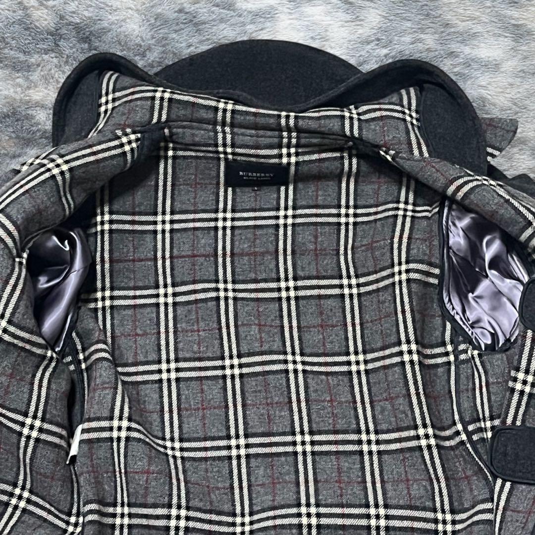 バーバリーブラックレーベル ダッフルコート L ノバチェック 黒