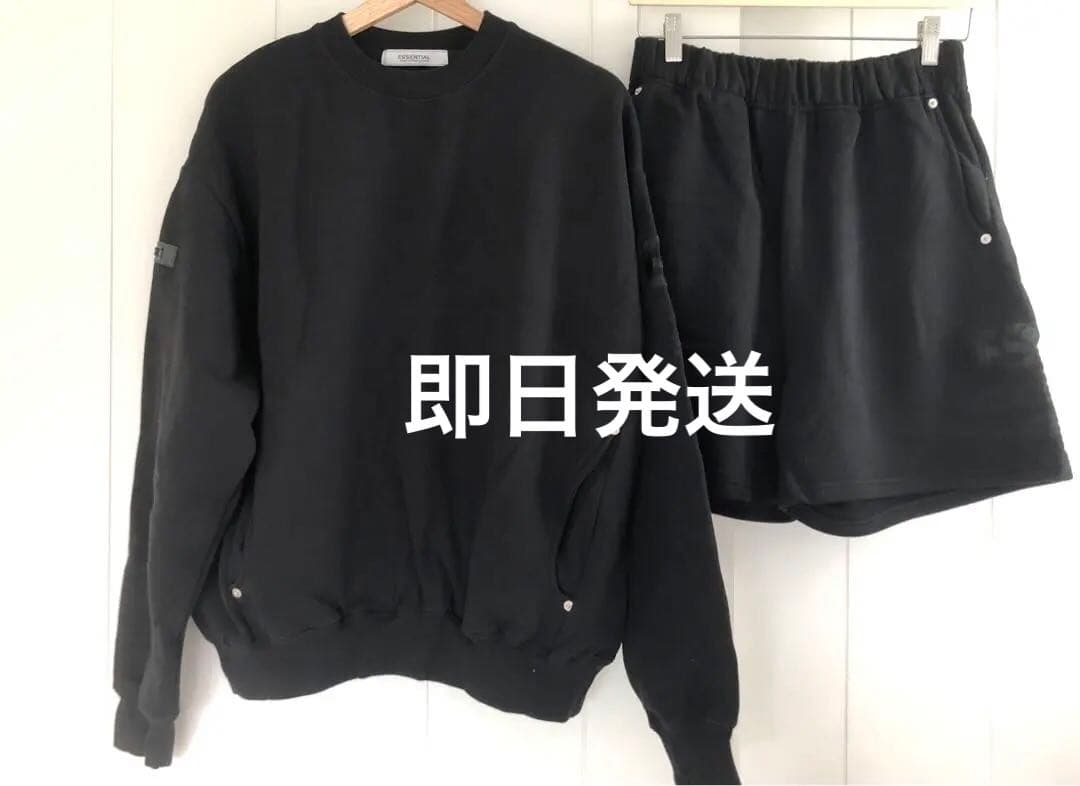 ESSENTIAL ロゴ裏毛プルオーバー ショートパンツセットアップ