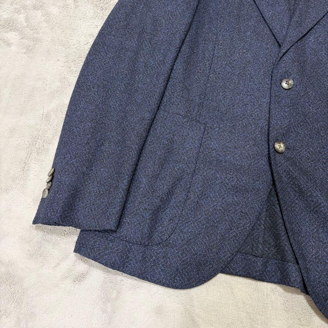 美品 L BOGGIOLI テーラードジャケット カシミヤ混 ネイビー