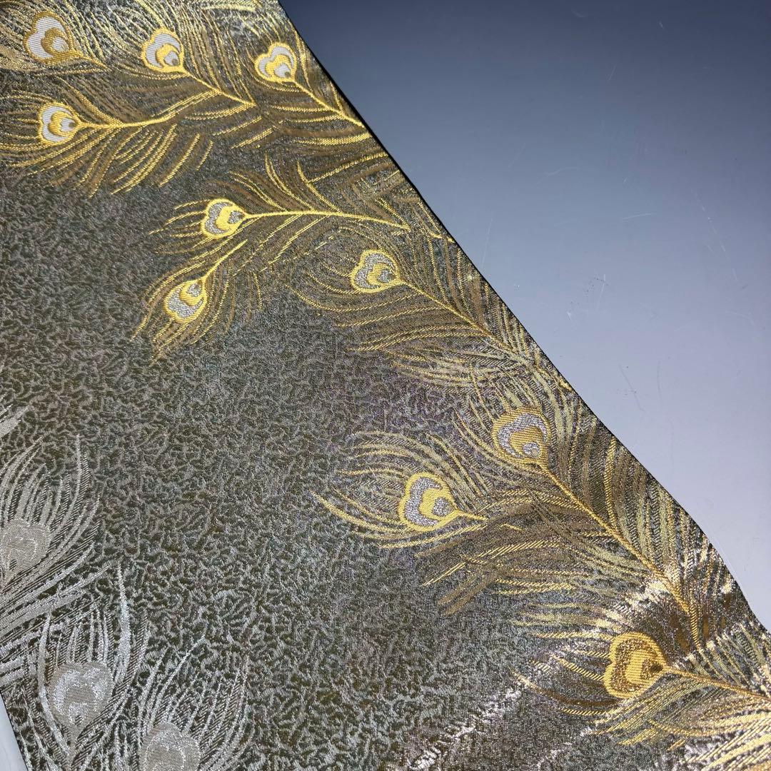 【美品】豪華絢爛 礼装用 6通柄 袋帯 孔雀の羽模様 金羽 銀羽 リメイク等にも