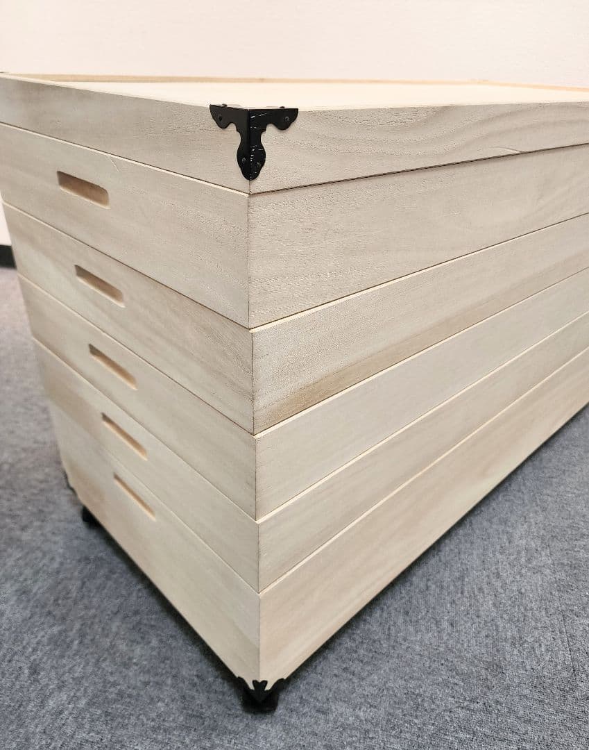 桐箱　5段　木製5段収納ユニット　きもの　和服　　おしゃれ　収納　キャスター付き