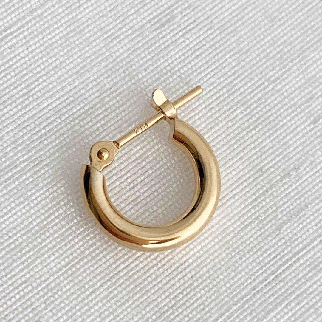 18金【2×10mm 定番フープピアス】イエローゴールド K18刻印入 新品！