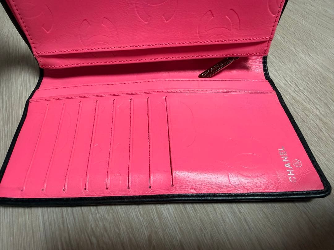 1/29 0時まで値引きします。CHANEL カンボンライン 長財布黒×ピンク