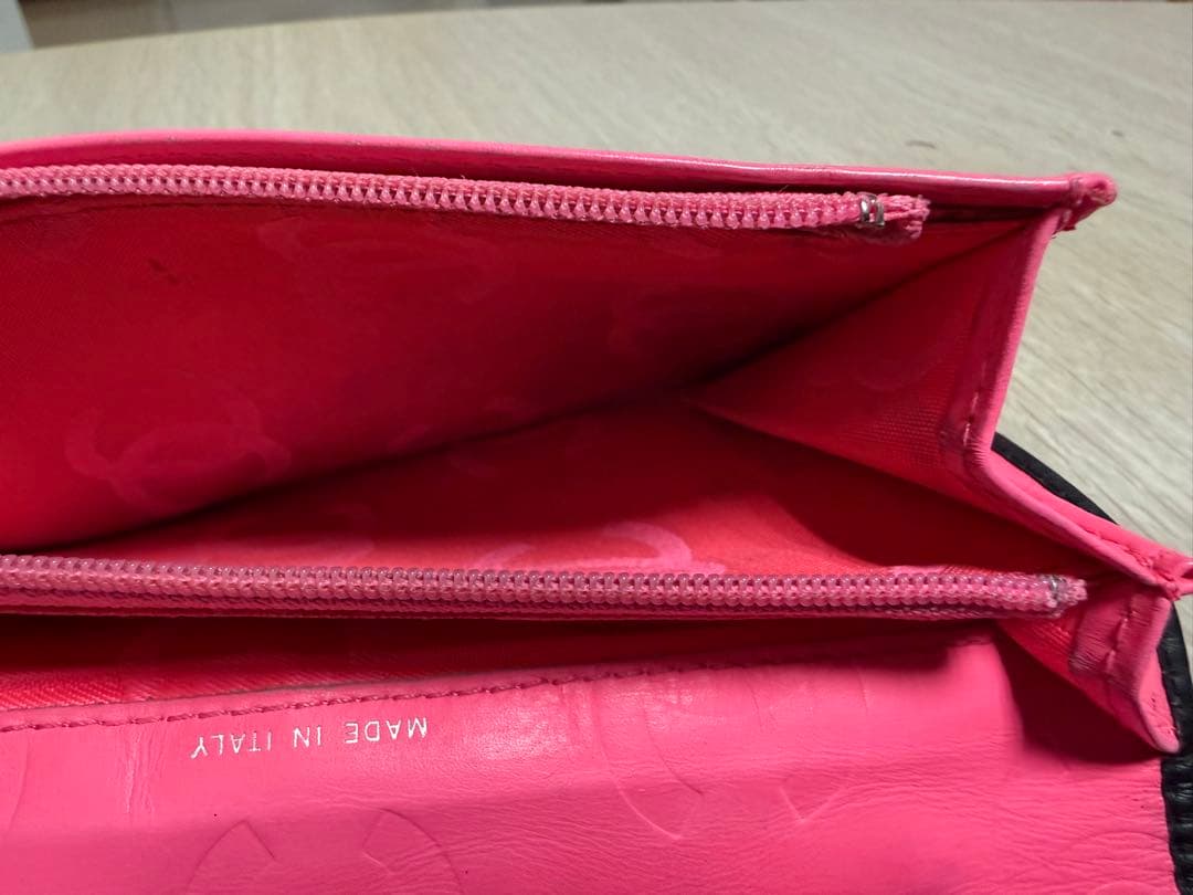 1/29 0時まで値引きします。CHANEL カンボンライン 長財布黒×ピンク