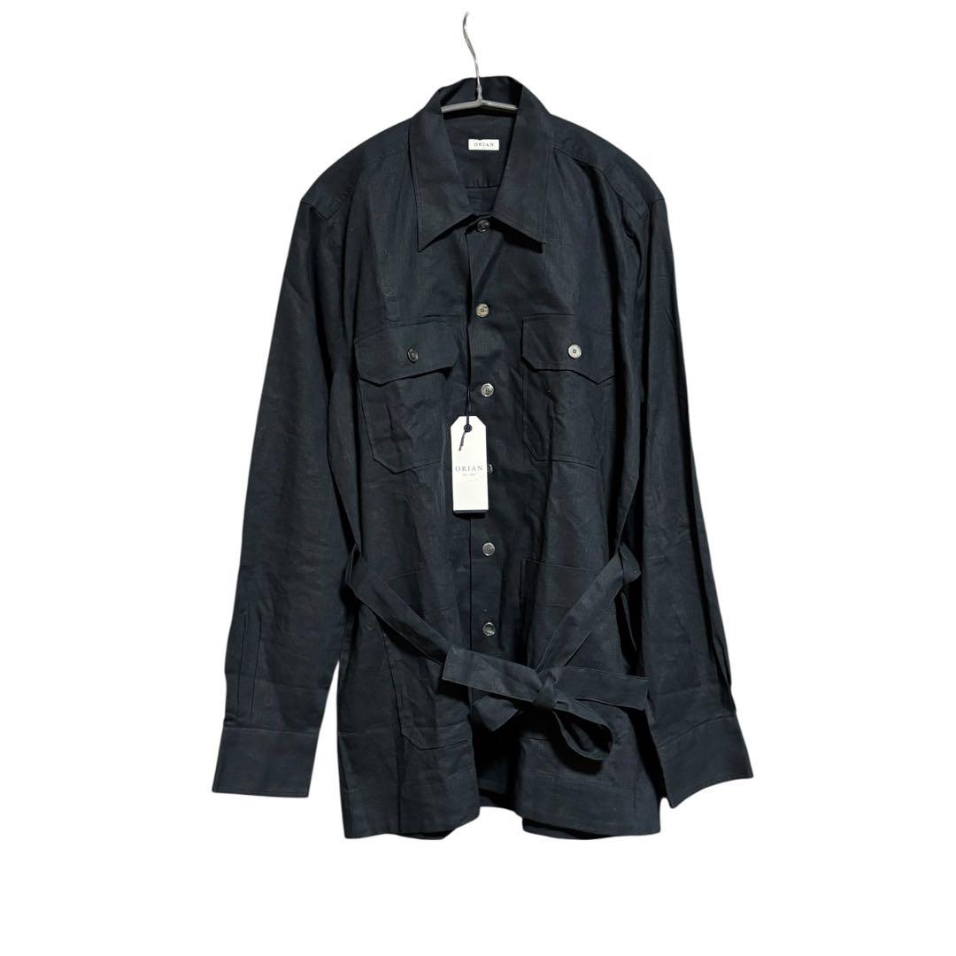 【新品タグ付】ORIAN LARMY リネンコットン サファリジャケット L 黒
