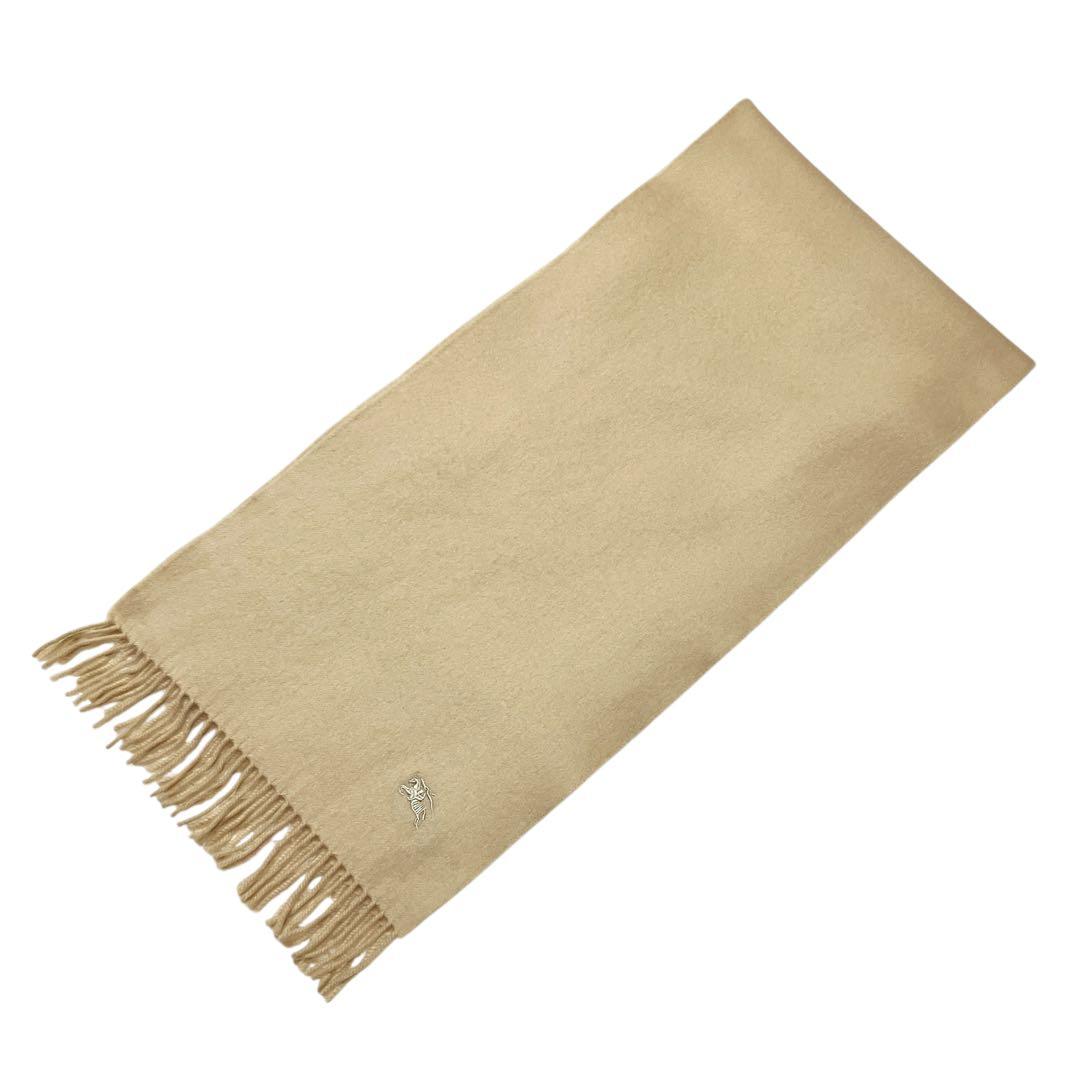 希少/バーバリー マフラー/カシミヤ100%/金ラメ ホースマーク/無地/午年