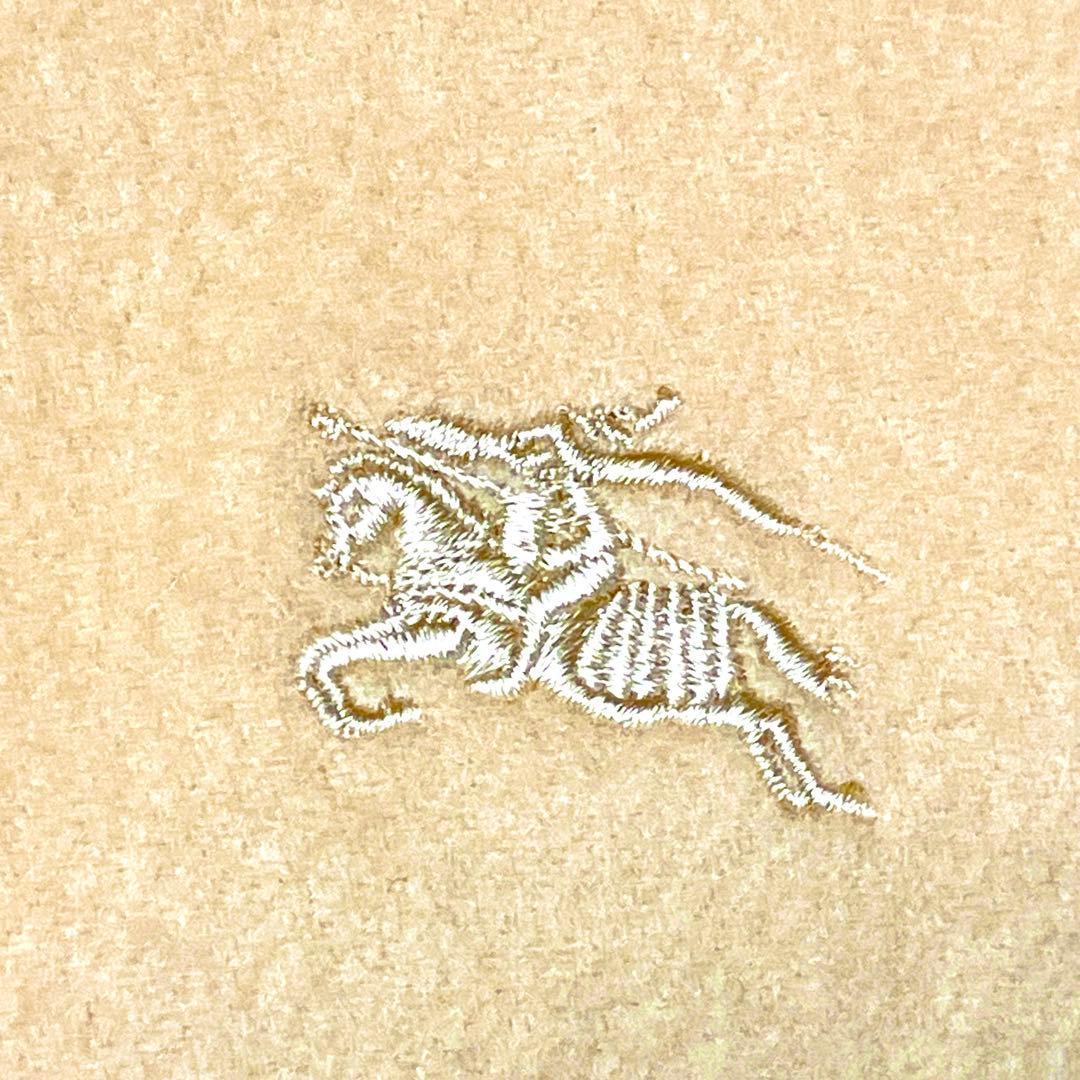 希少/バーバリー マフラー/カシミヤ100%/金ラメ ホースマーク/無地/午年