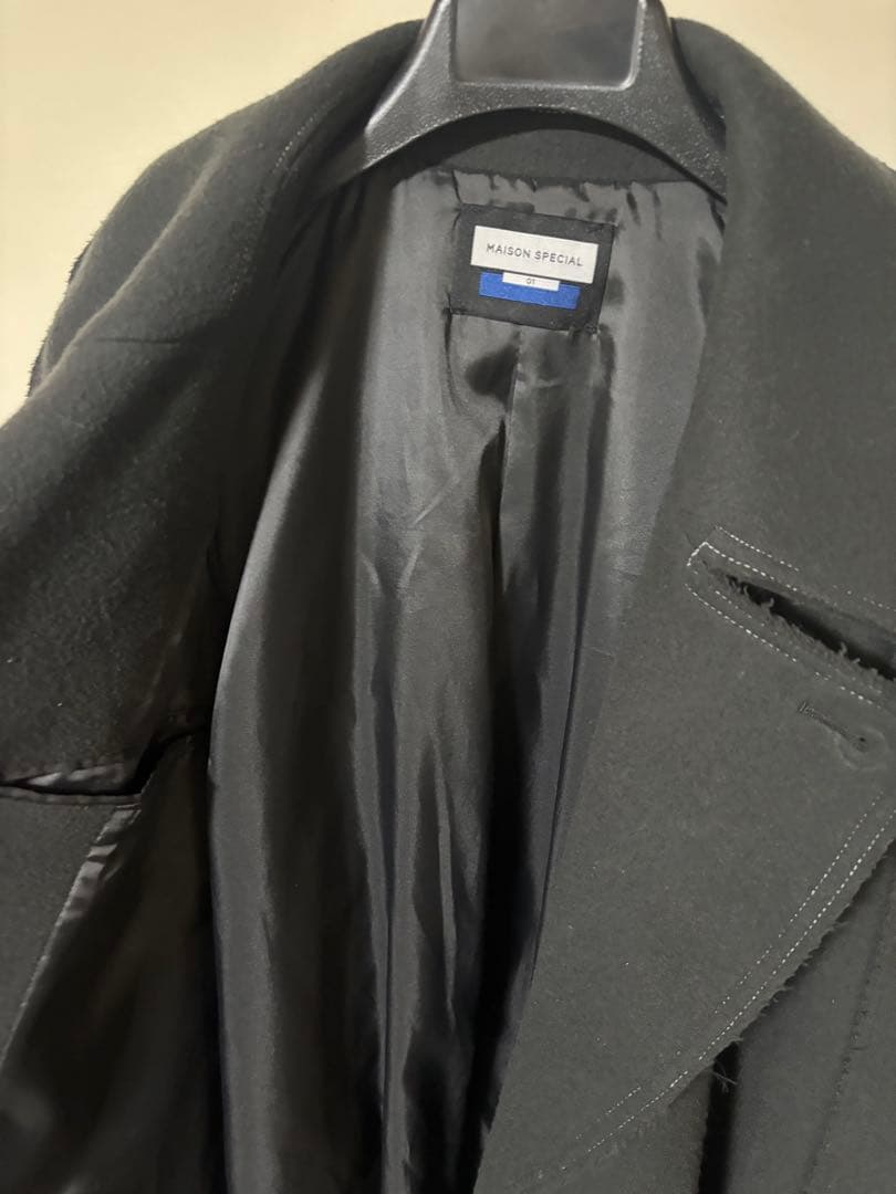 SUPER140Sウールカットオフステッチダブルオーバーコート