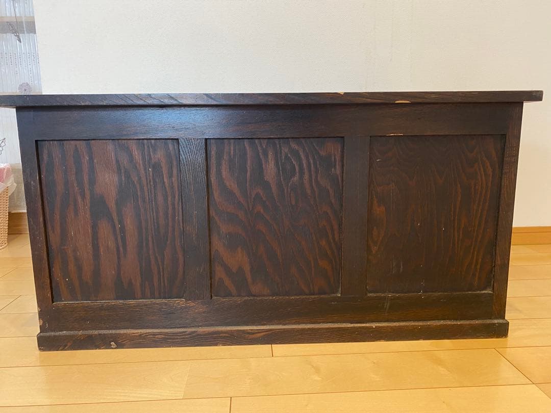 木製引き戸収納キャビネット　引き出し2つ