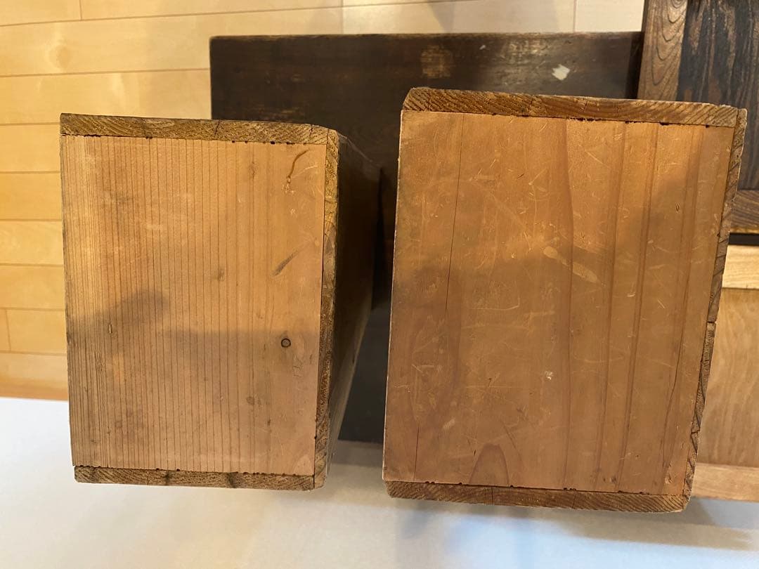 木製引き戸収納キャビネット　引き出し2つ