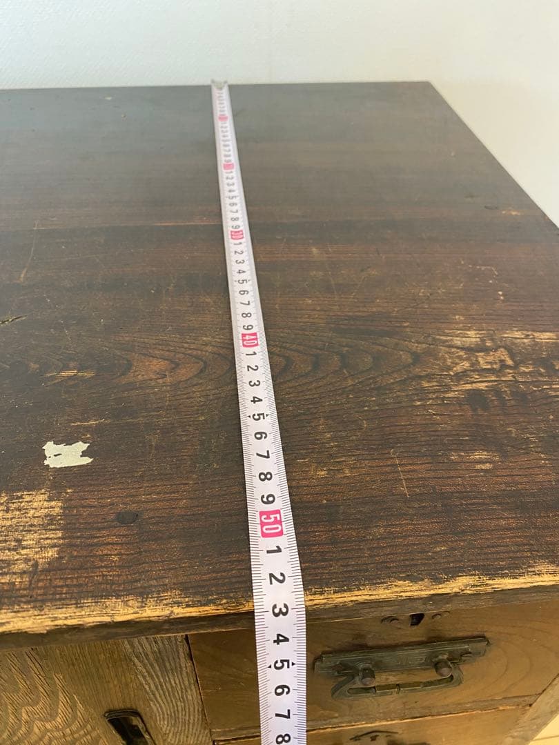 木製引き戸収納キャビネット　引き出し2つ