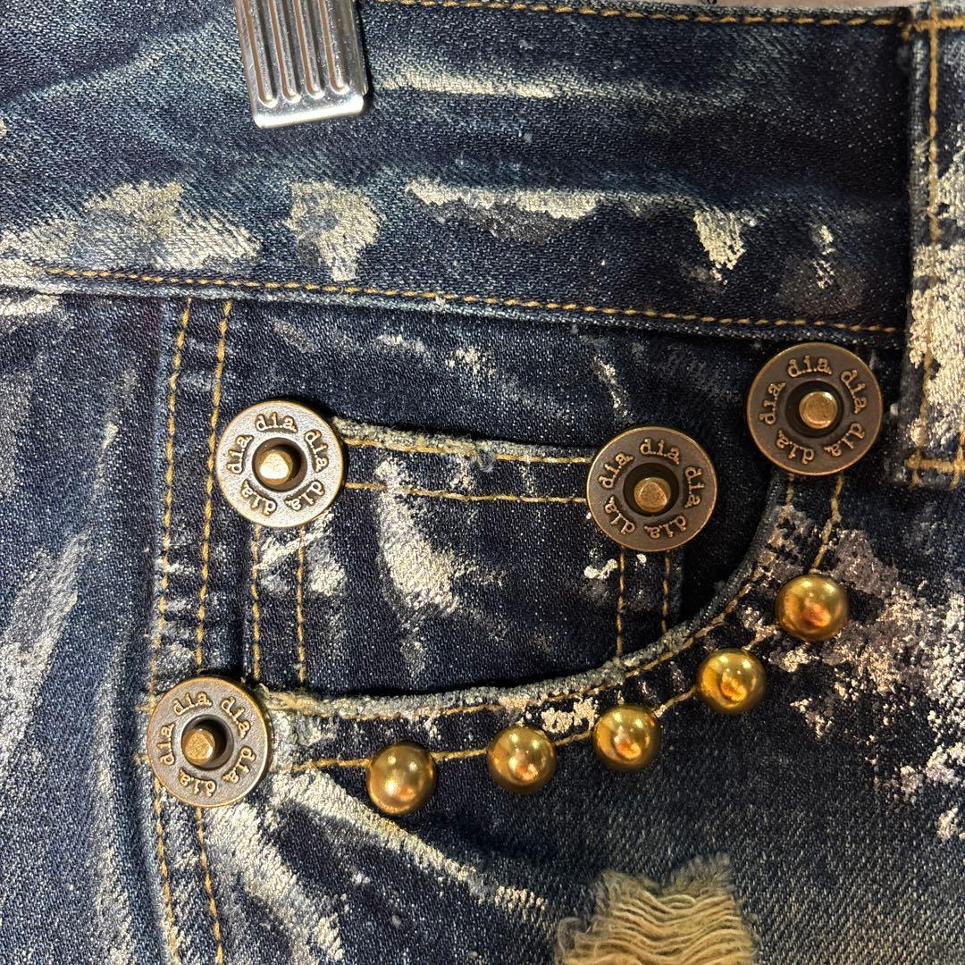 d.i.a.y2k平成ギャル　スタッズラメダメージデニムショートパンツサイズ25