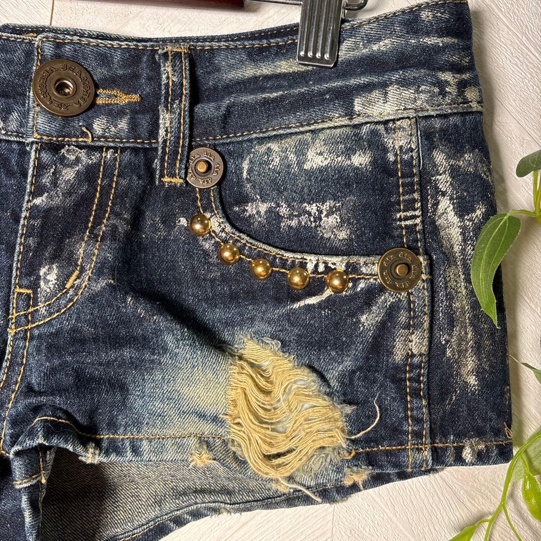 d.i.a.y2k平成ギャル　スタッズラメダメージデニムショートパンツサイズ25