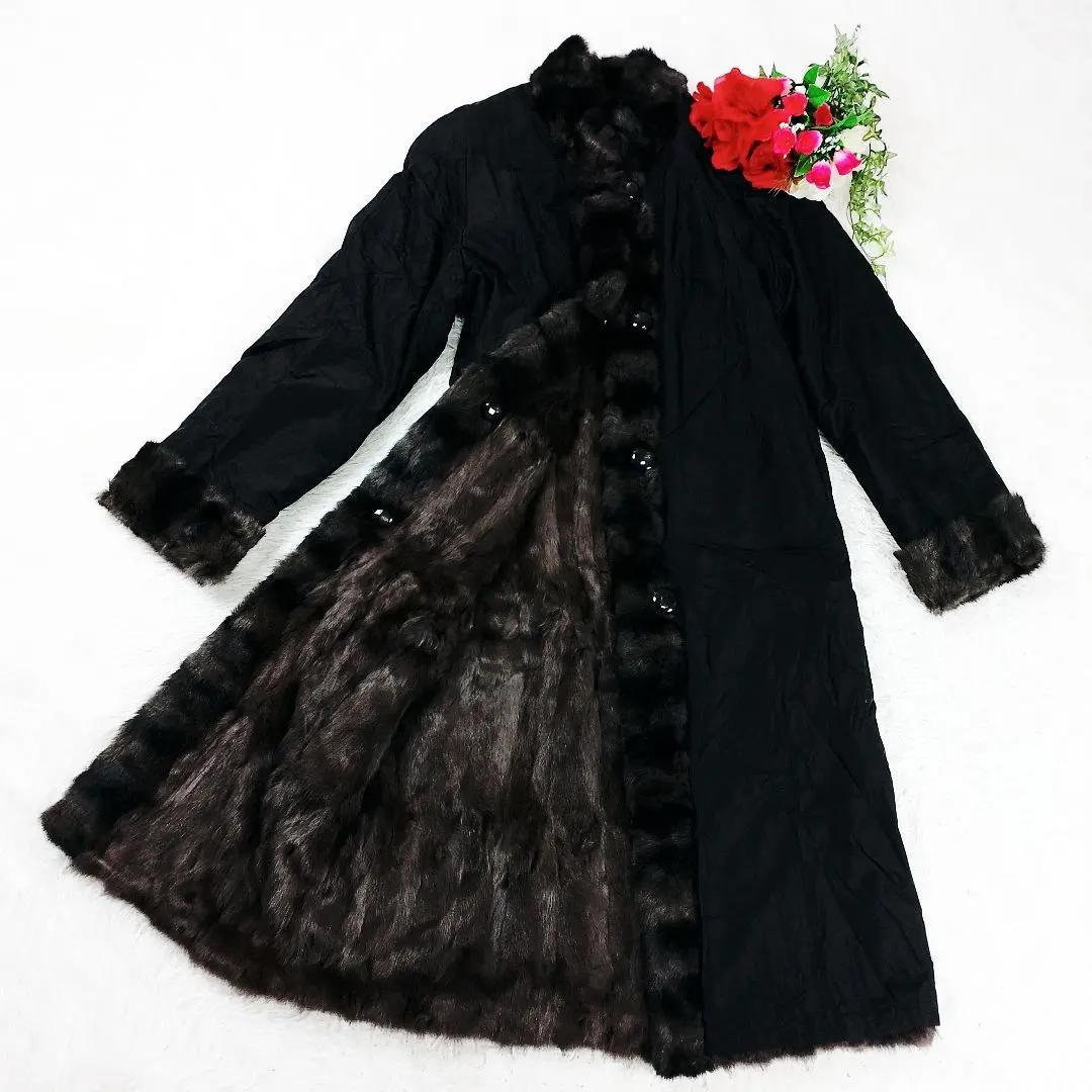 【激レア】【シルク100%】ロリス毛皮 ロングコート マキシ丈 L リアルファー