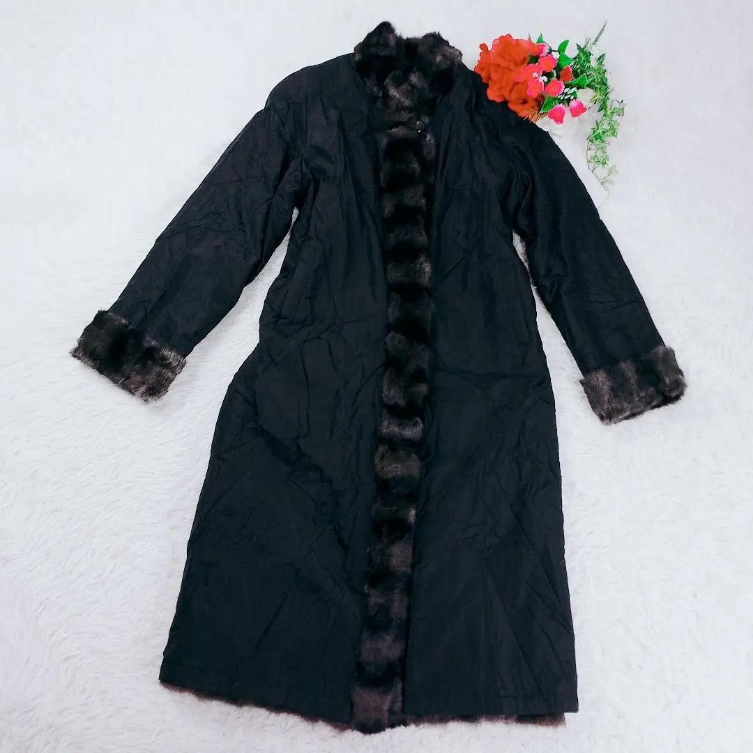 【激レア】【シルク100%】ロリス毛皮 ロングコート マキシ丈 L リアルファー