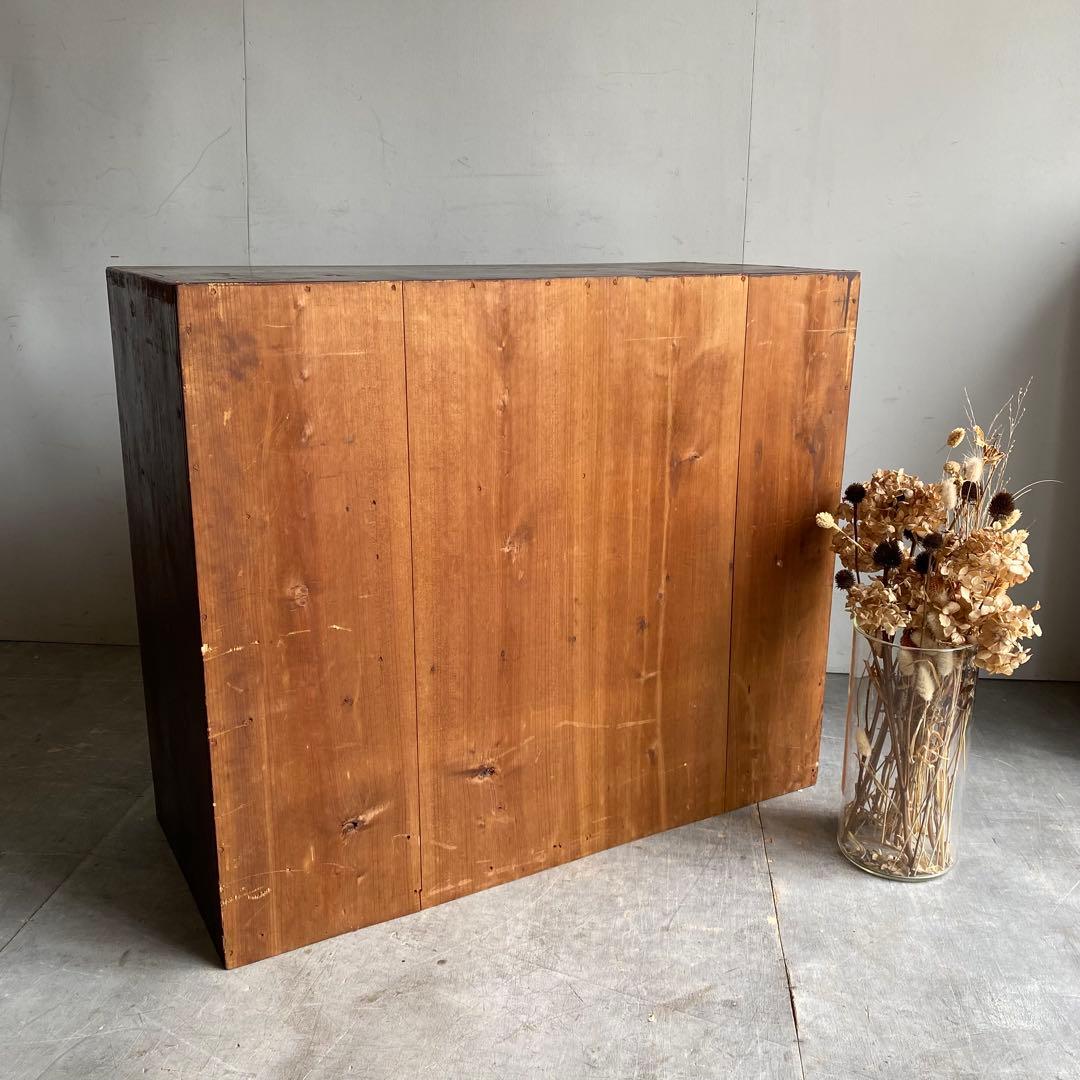 ヴィンテージ ガラス戸棚 キャビネット 水屋箪笥 昭和レトロ 無垢材 z505