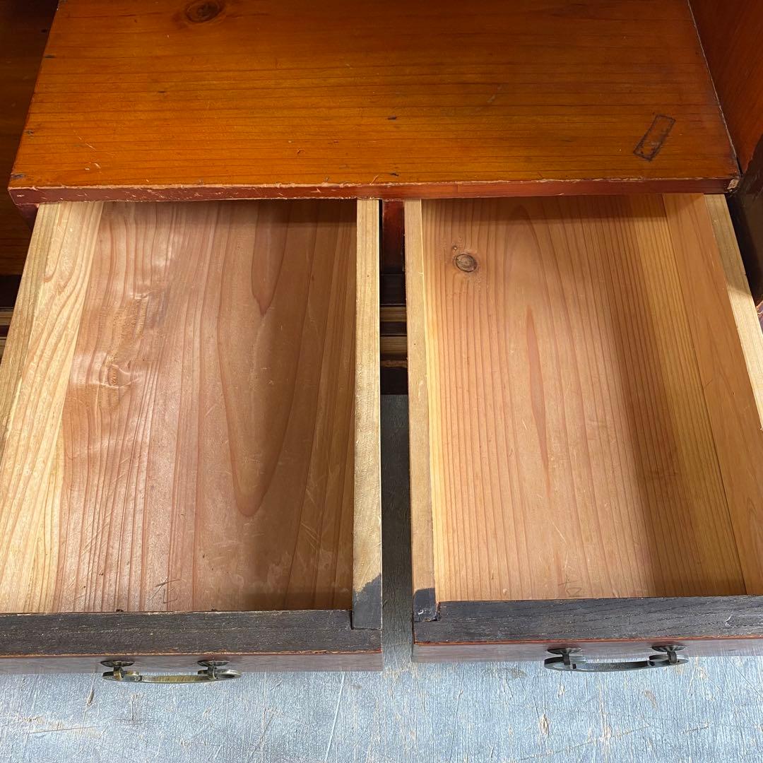 ヴィンテージ ガラス戸棚 キャビネット 水屋箪笥 昭和レトロ 無垢材 z505