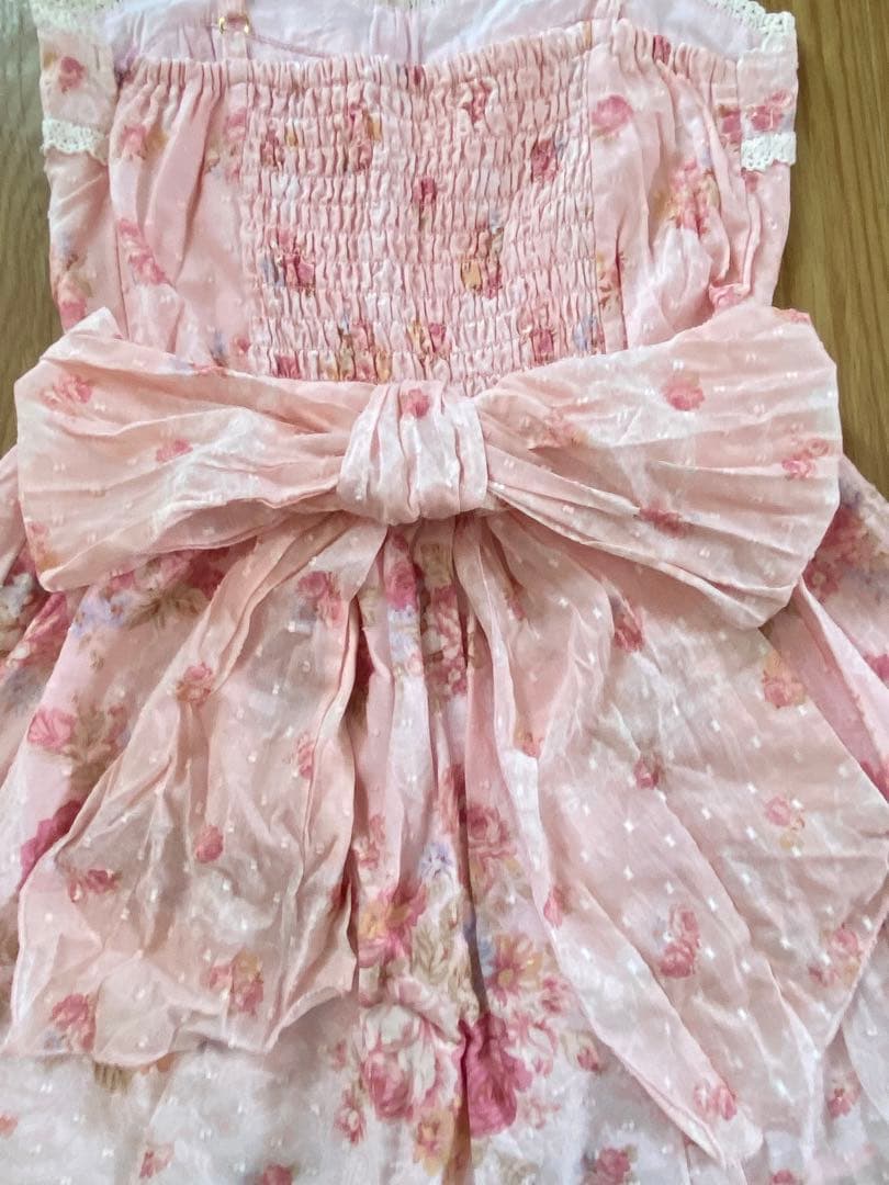 LIZ LISA 花柄リボンキャミワンピース チュニック ミニワンピ ピンク