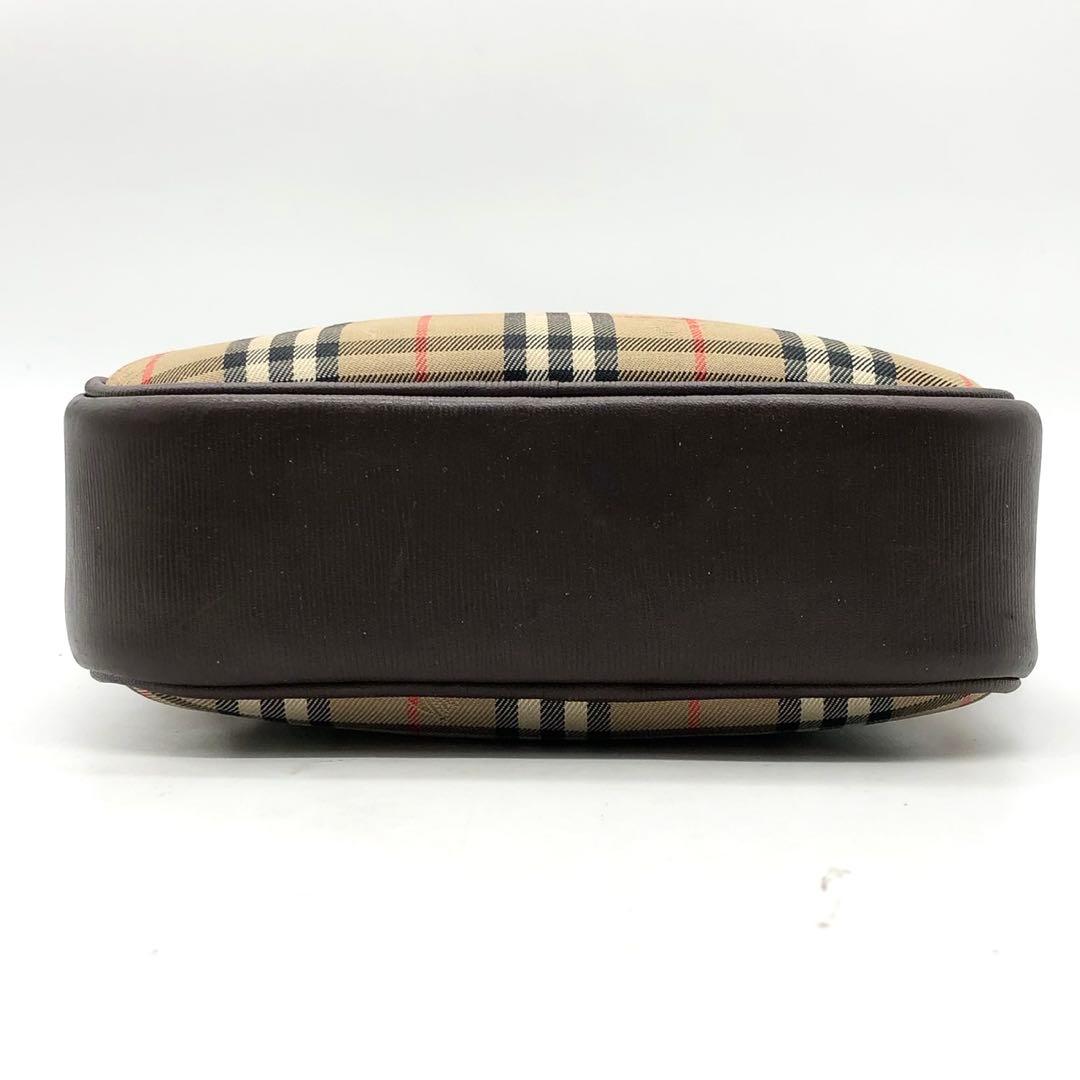 美品✨バーバリー ショルダーバッグ ノバチェック ホースロゴ キャンバス レザー