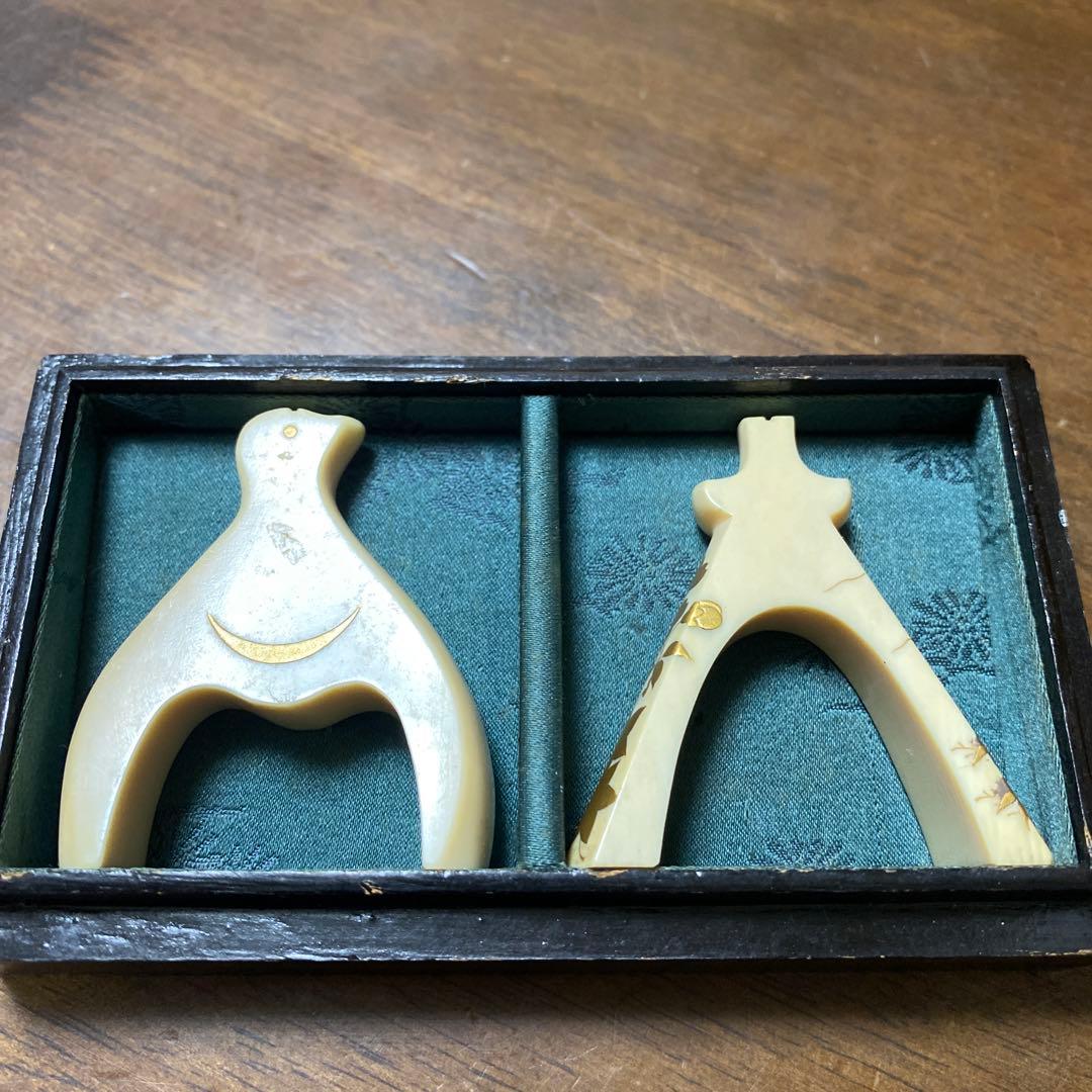 蒔絵 琴柱二本(松葉形・千鳥形) 箱付