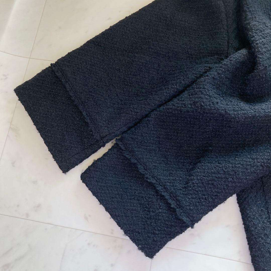 美品　ラウンジドレス　ノーカラー　ツイードジャケット　ブラック