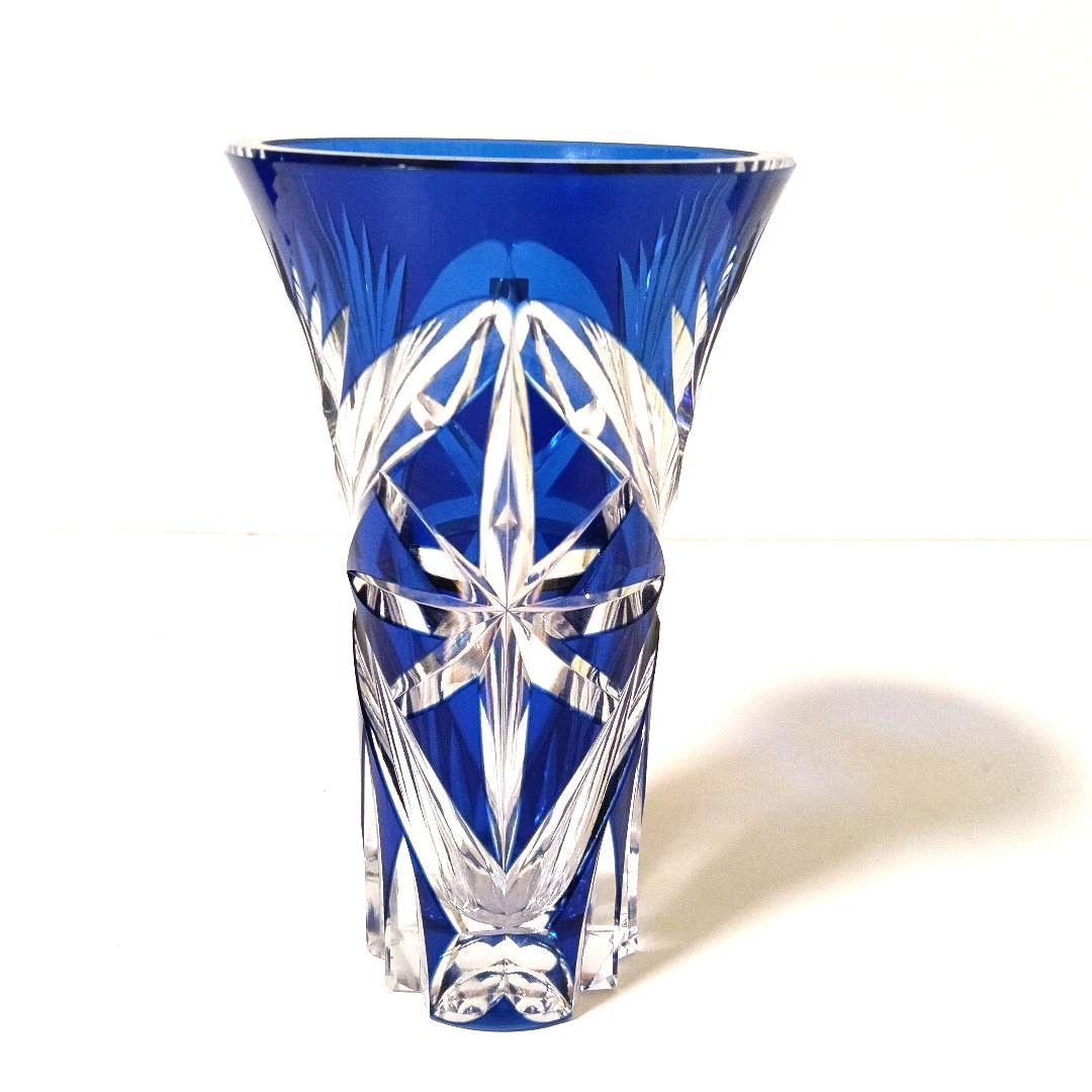 カガミクリスタル 切子 花瓶 フラワーベース