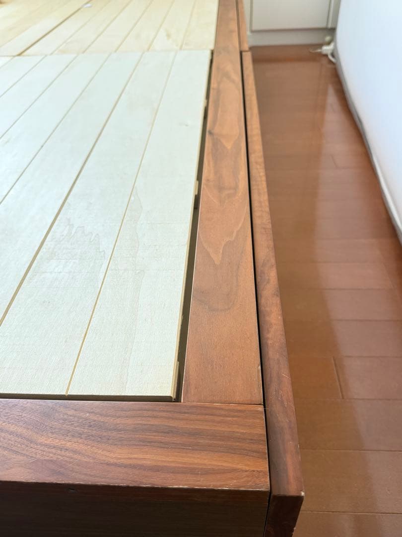 【送料込み】無印良品　収納付きベッドフレーム　セミダブル　ウォールナット