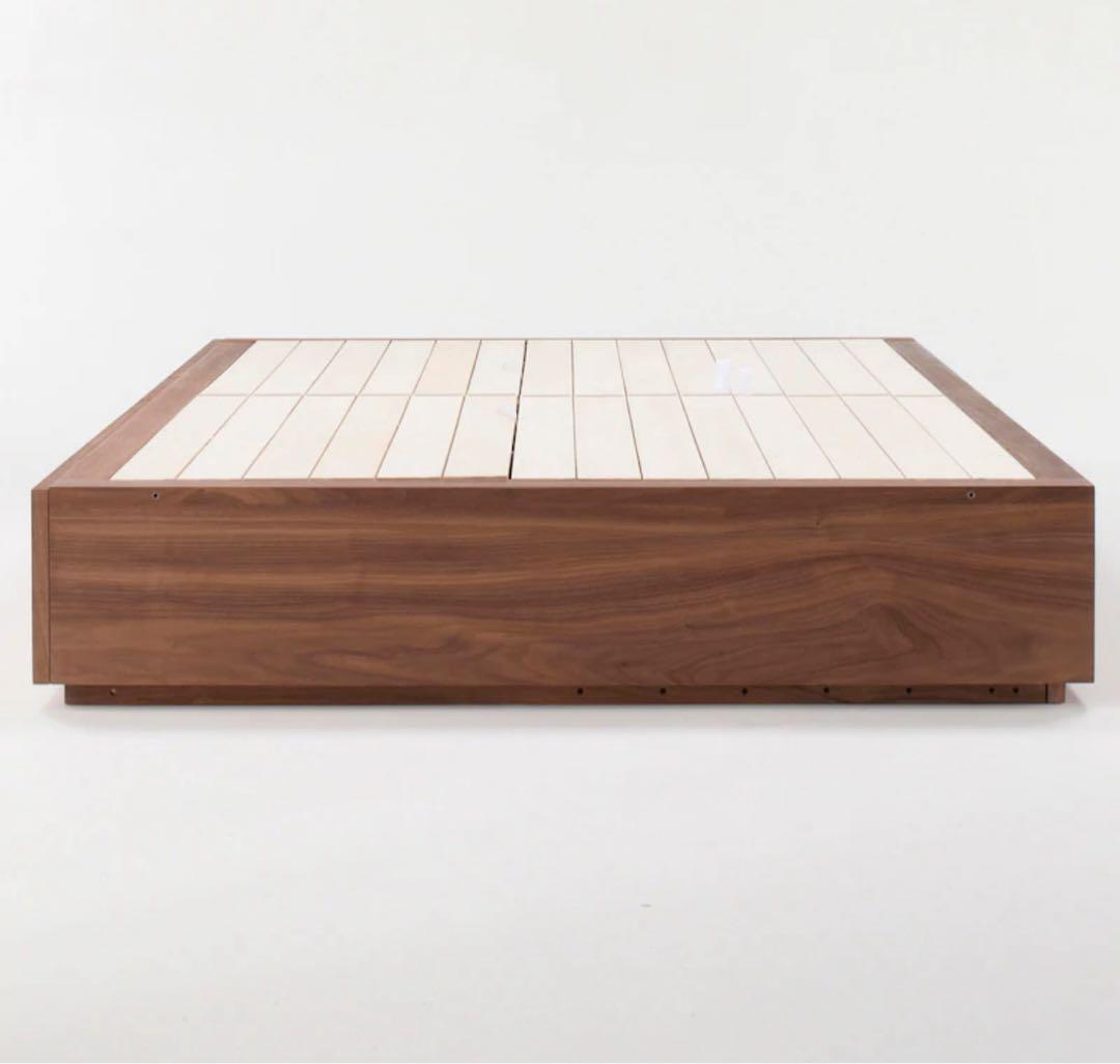 【送料込み】無印良品　収納付きベッドフレーム　セミダブル　ウォールナット