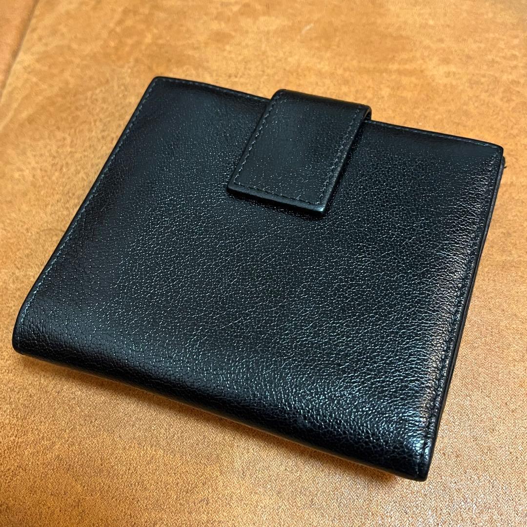 イヴサンローラン YSL スタッズ ブラックレザー 二つ折り財布