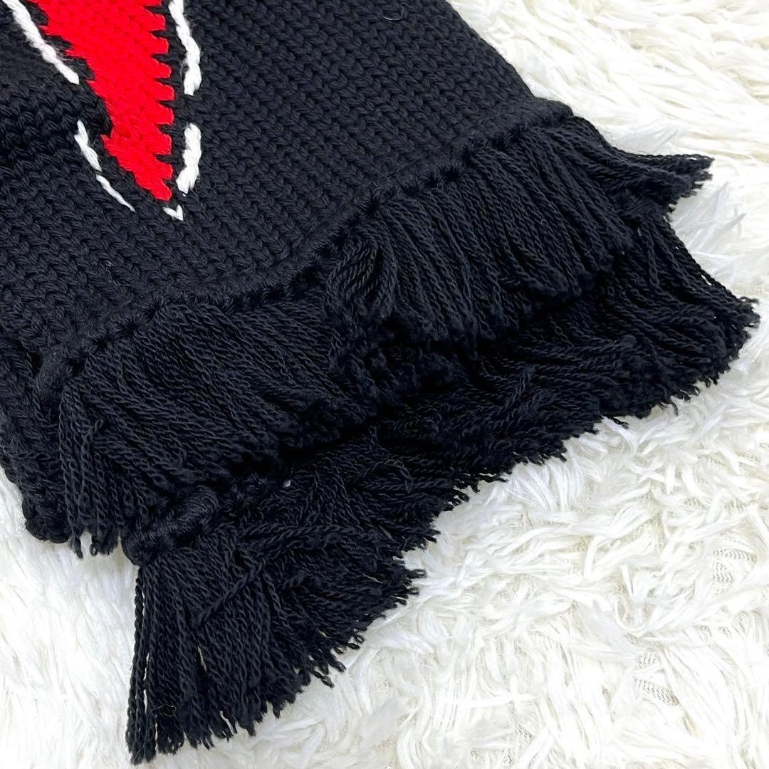 プラダ マフラー イナズマ サンダー メンズ ブラック 黒 編み込み 正規品