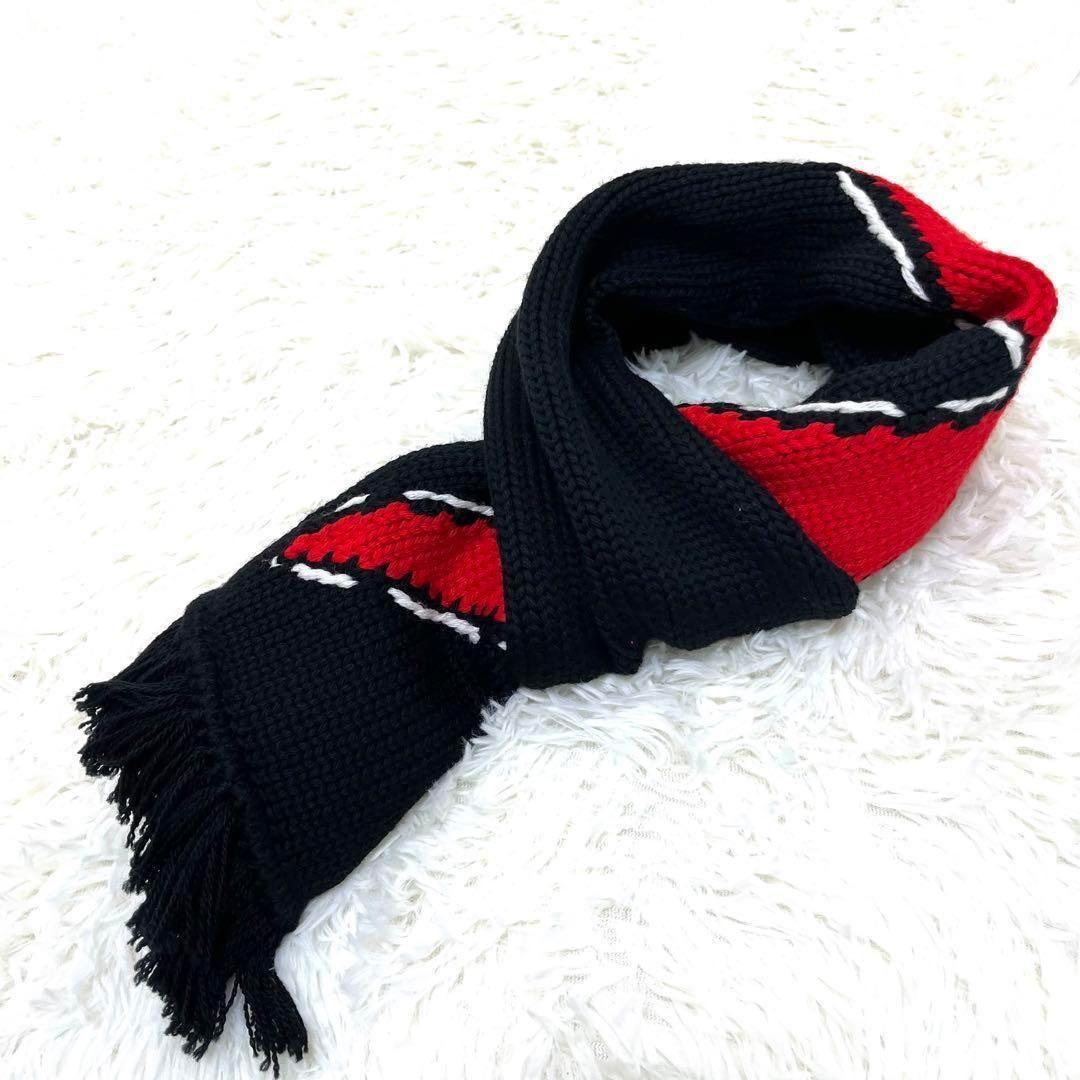 プラダ マフラー イナズマ サンダー メンズ ブラック 黒 編み込み 正規品