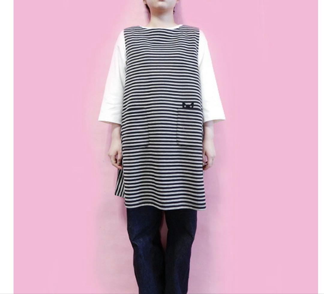 新品★マタノアツコ★エプロン★ボーダー★細ボーダー★MEME★ニット★あったか