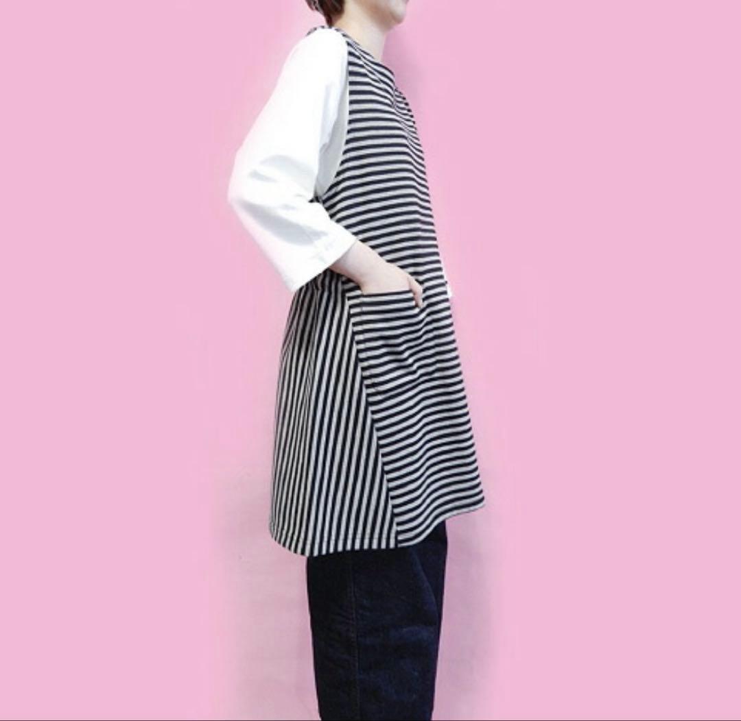 新品★マタノアツコ★エプロン★ボーダー★細ボーダー★MEME★ニット★あったか