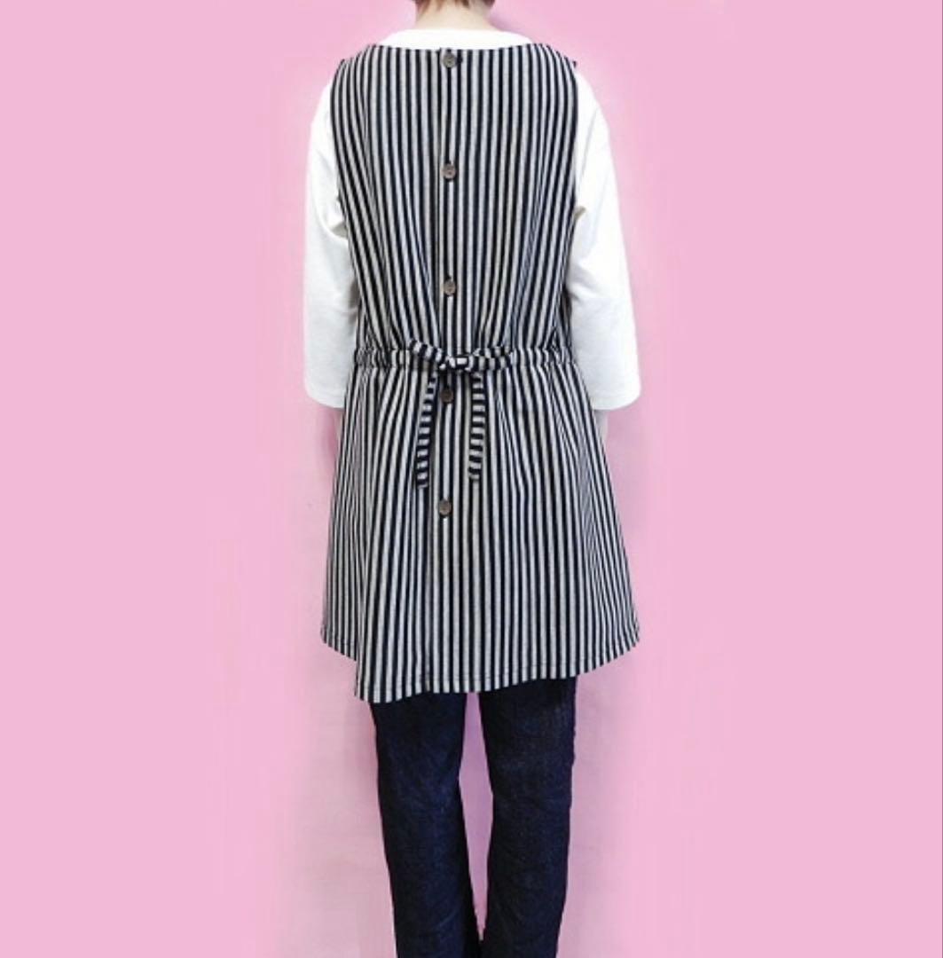 新品★マタノアツコ★エプロン★ボーダー★細ボーダー★MEME★ニット★あったか