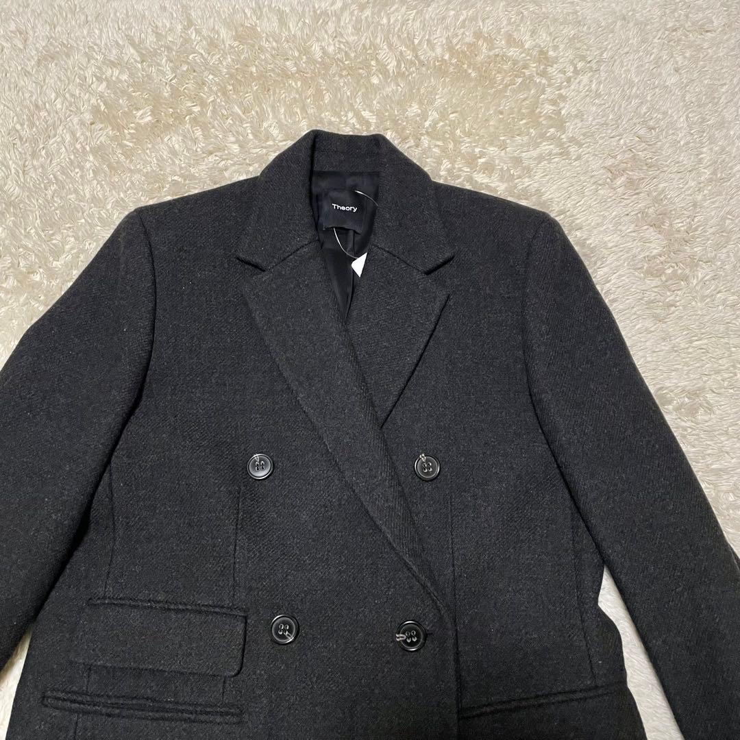 ほぼ未使用‼️Theoryセオリー　ダークグレー ダブルブレスト チェスター