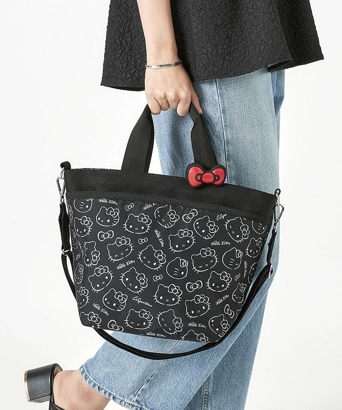 レスポートサック ハローキティ ブラック ショルダーバッグ リボン結び 2way