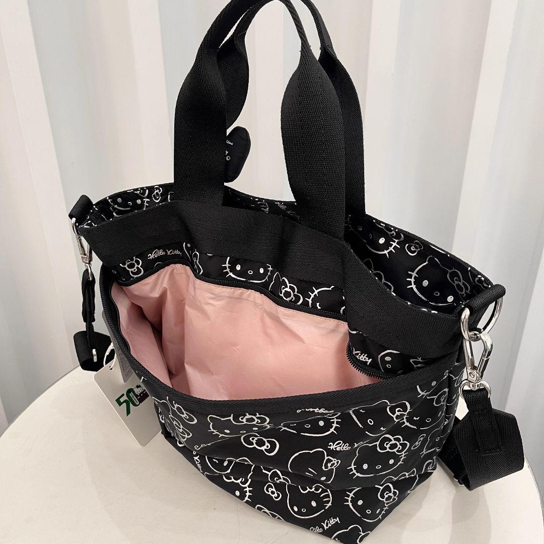 レスポートサック ハローキティ ブラック ショルダーバッグ リボン結び 2way