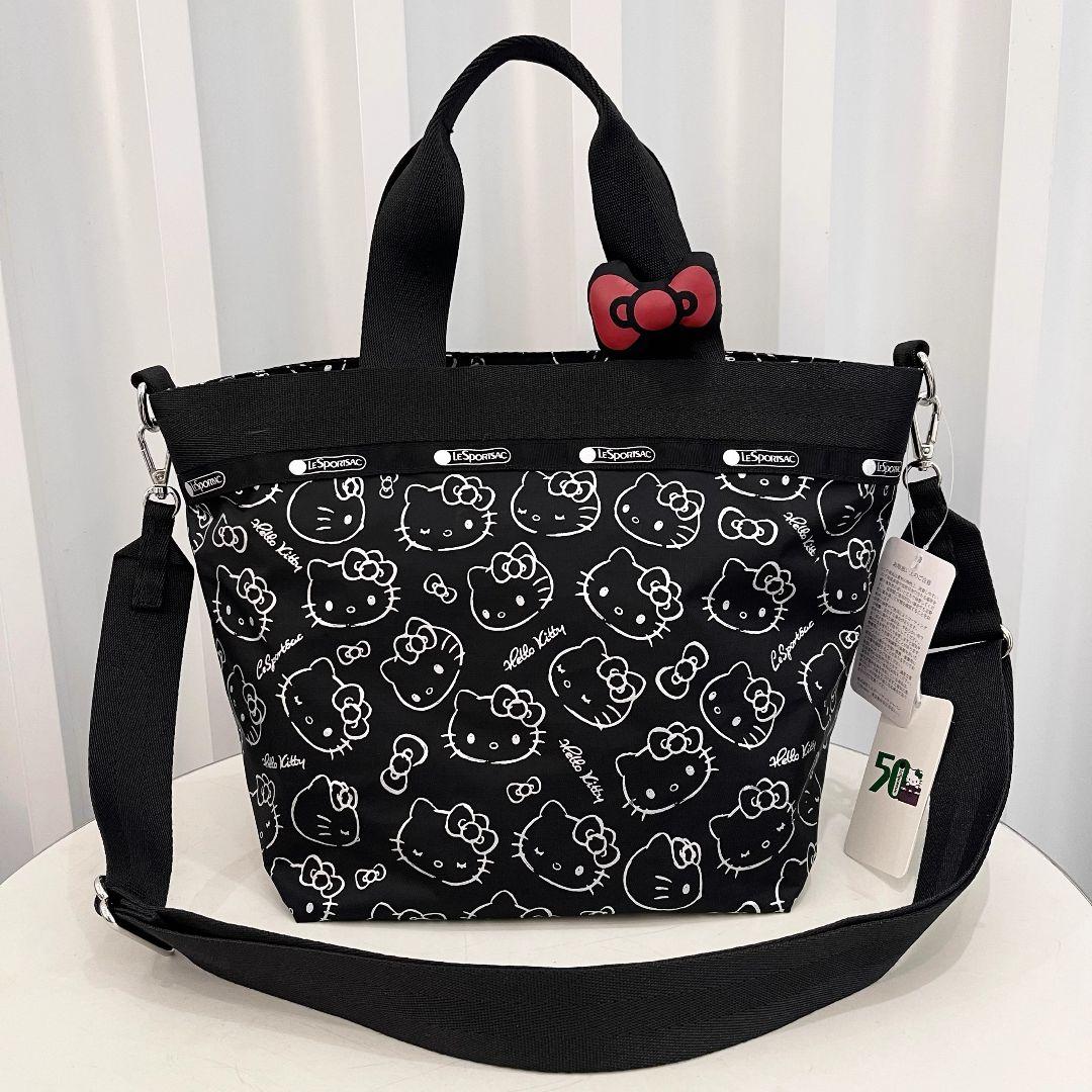 レスポートサック ハローキティ ブラック ショルダーバッグ リボン結び 2way