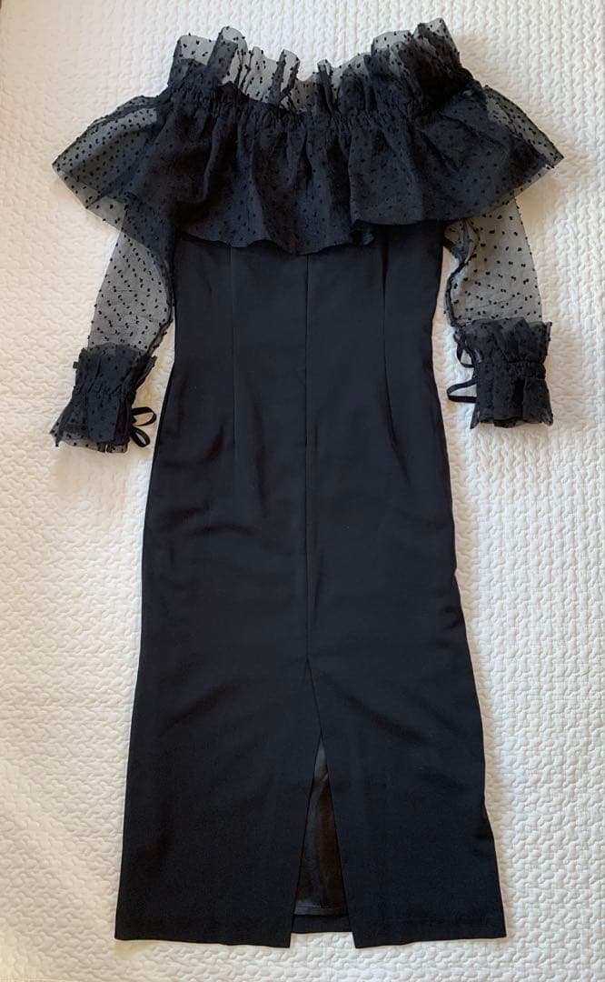 niana ドットチュール切替ワンピース S 黒 2WAY仕様　パーティー結婚式