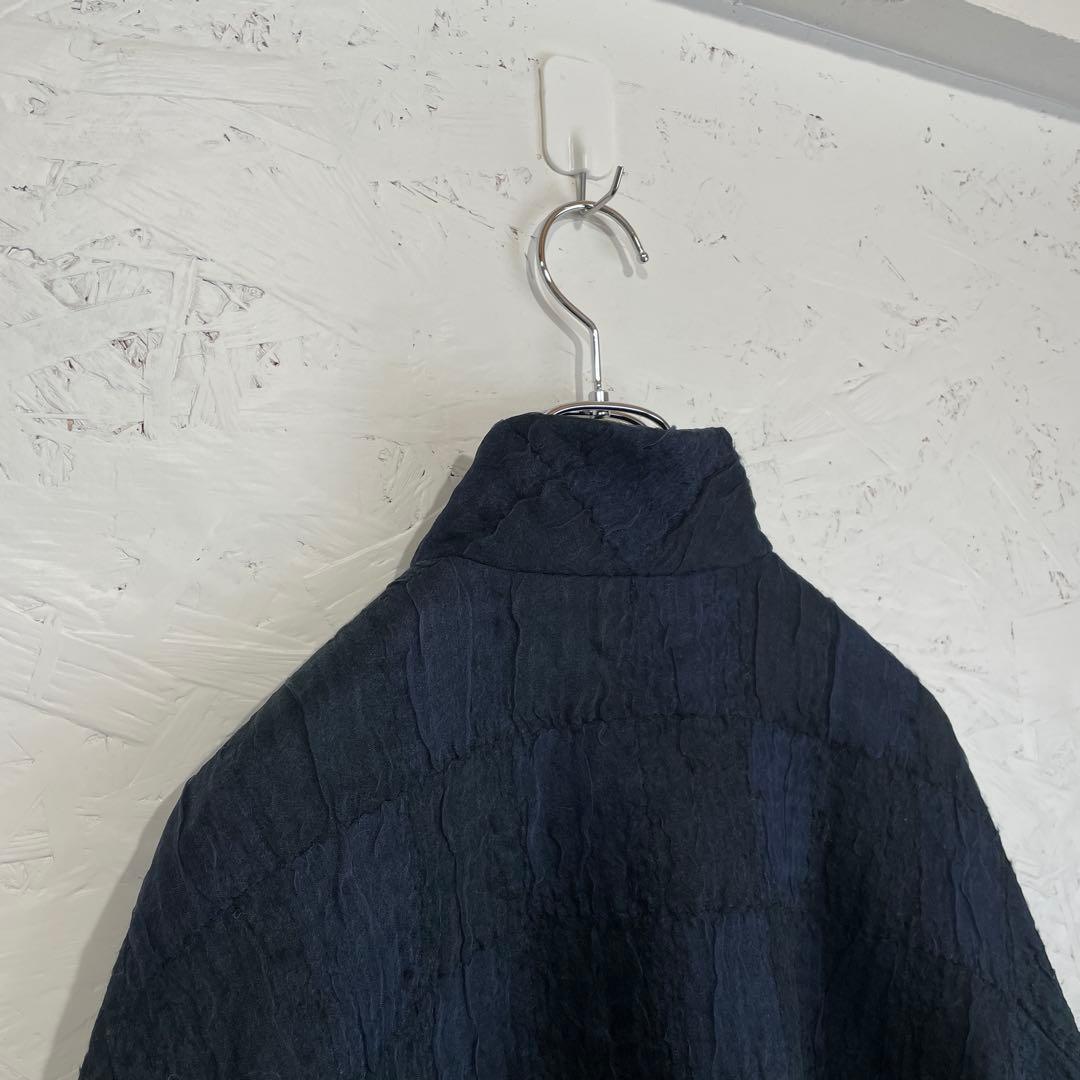 【JURGEN LEHL】ウールシルクジャケット　ネイビー　スタンドカラー　M