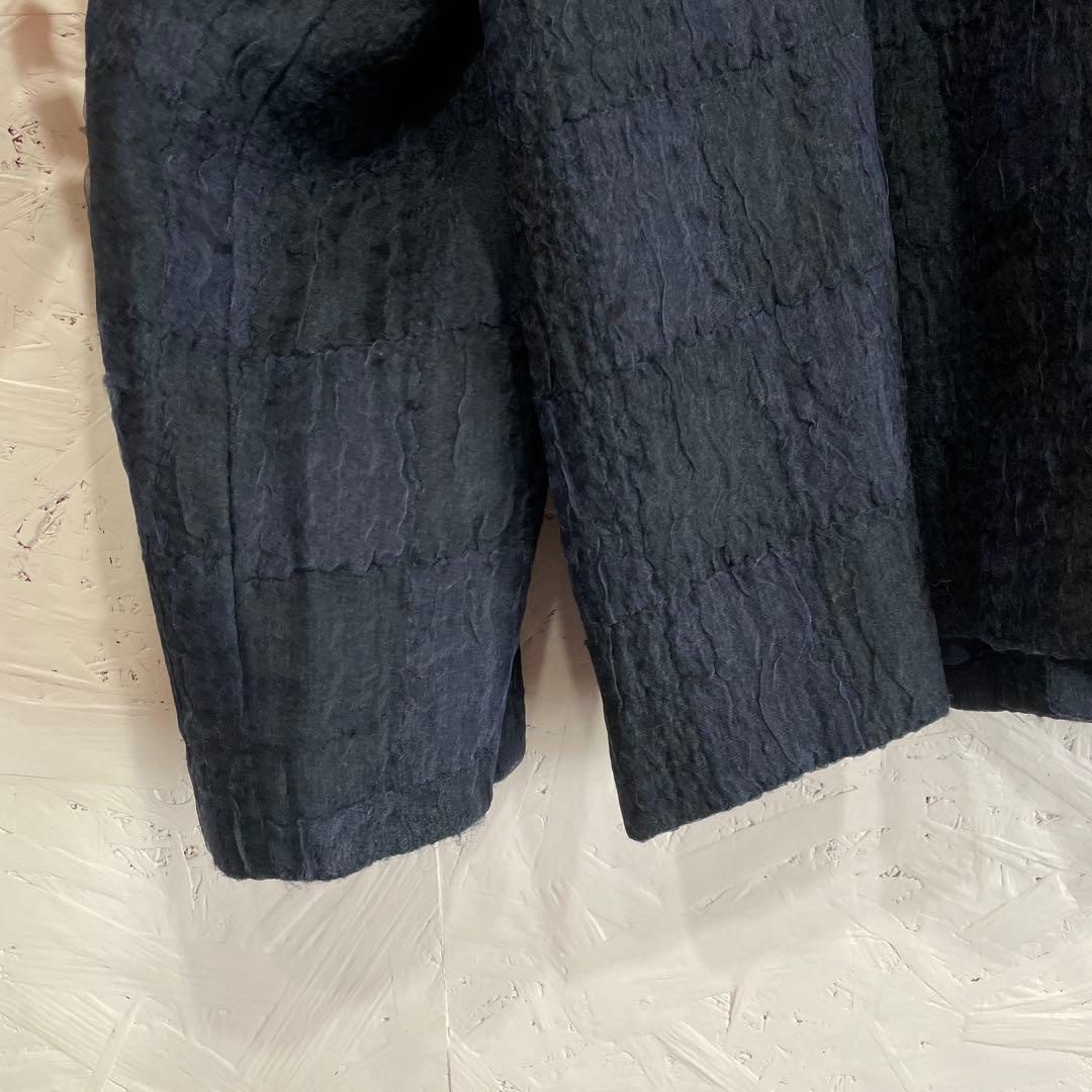 【JURGEN LEHL】ウールシルクジャケット　ネイビー　スタンドカラー　M