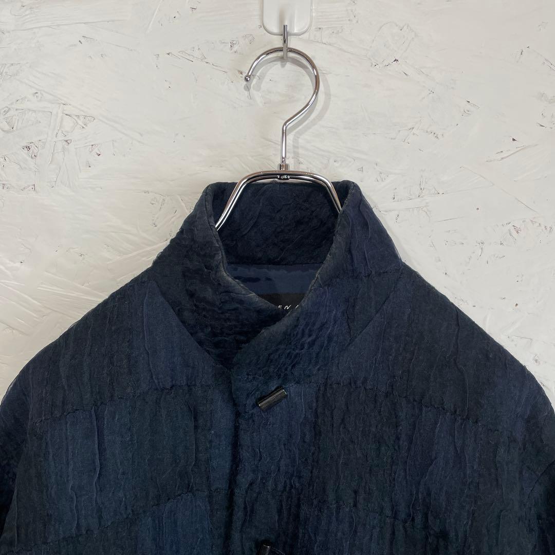 【JURGEN LEHL】ウールシルクジャケット　ネイビー　スタンドカラー　M