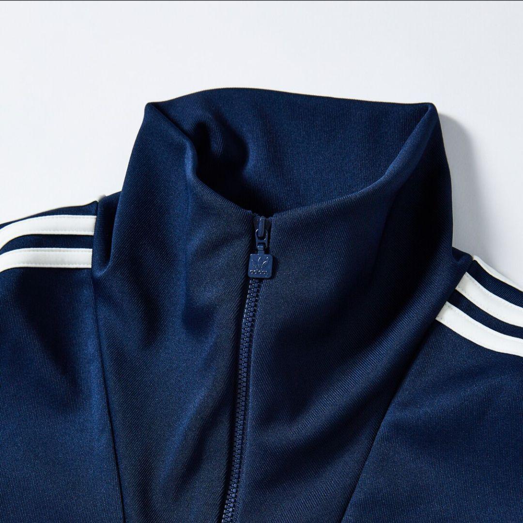 XL）アディダス ファンネルネックトラックトップ ジャージ ネイビー 青 ブルー