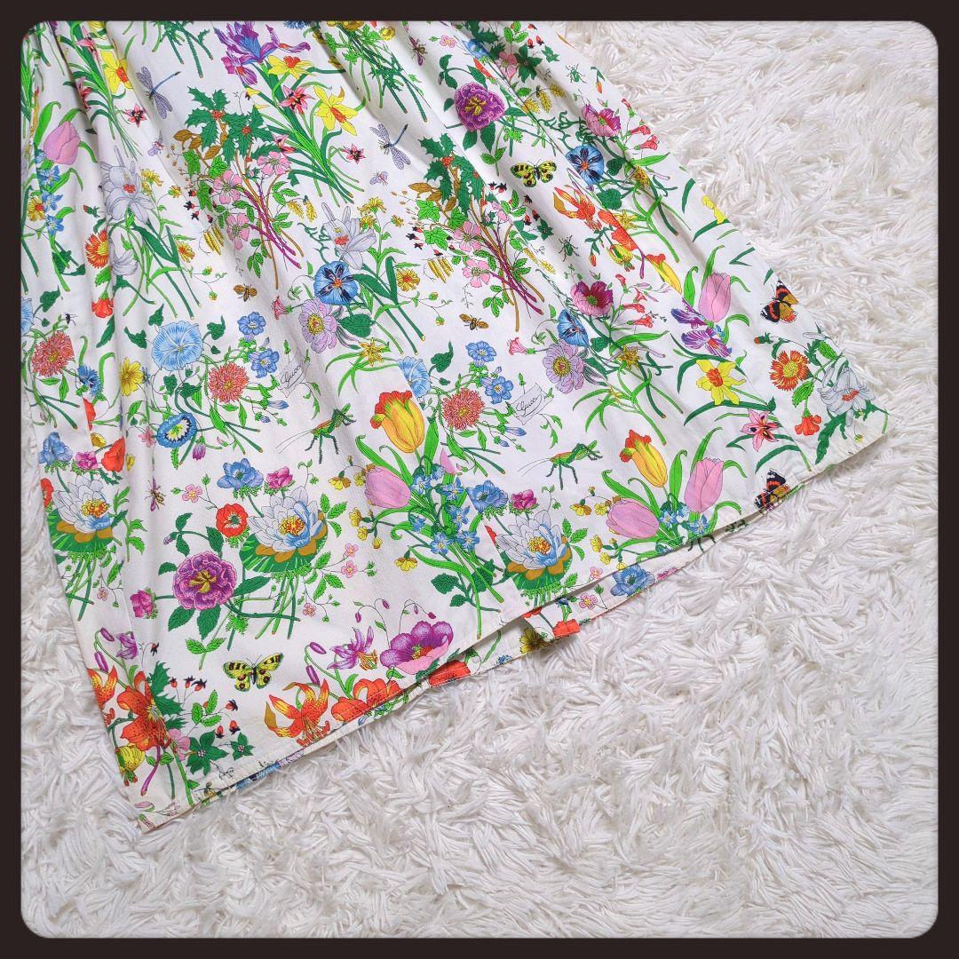 【入手困難・良品】グッチ☆GUCCI ワンピース フローラ 花柄 3L ホワイト