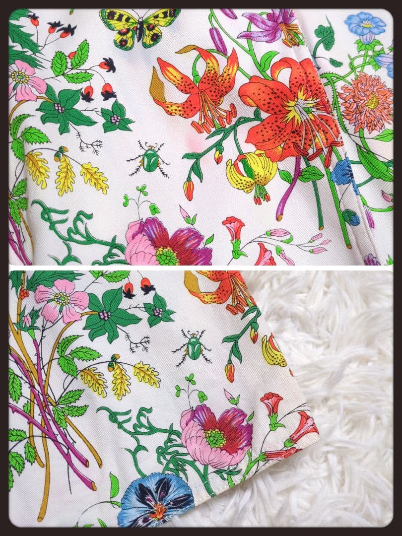 【入手困難・良品】グッチ☆GUCCI ワンピース フローラ 花柄 3L ホワイト