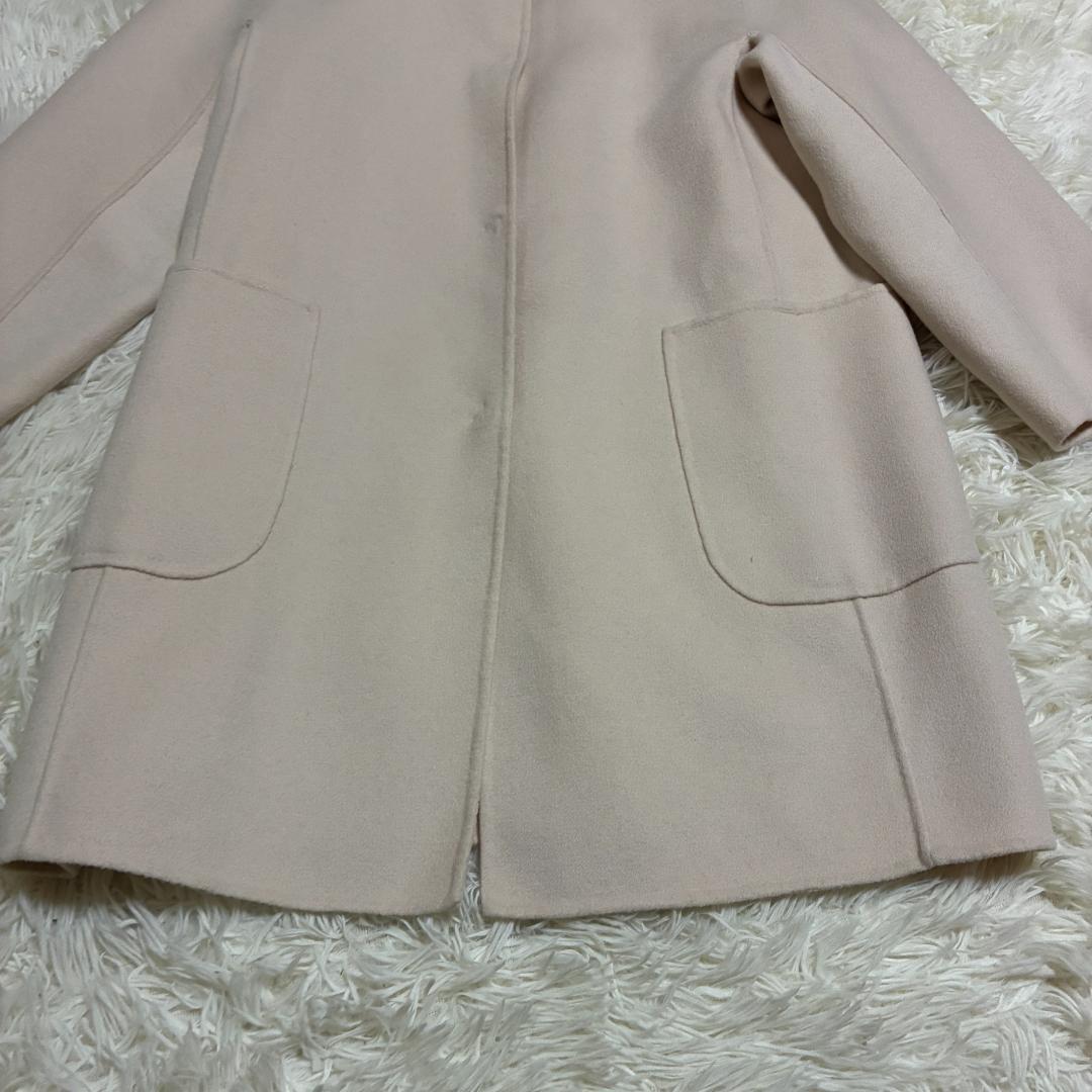 【美品】MaxMaraマックスマーラ　ダブルフェイス　ノーカラー　ビジューコート