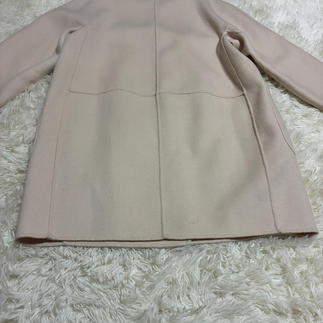 【美品】MaxMaraマックスマーラ　ダブルフェイス　ノーカラー　ビジューコート