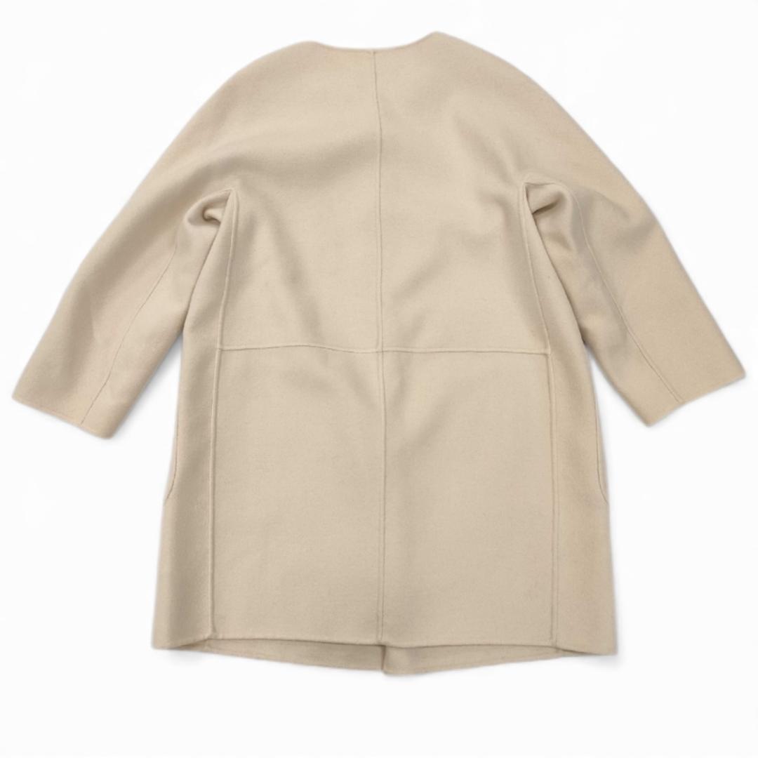 【美品】MaxMaraマックスマーラ　ダブルフェイス　ノーカラー　ビジューコート