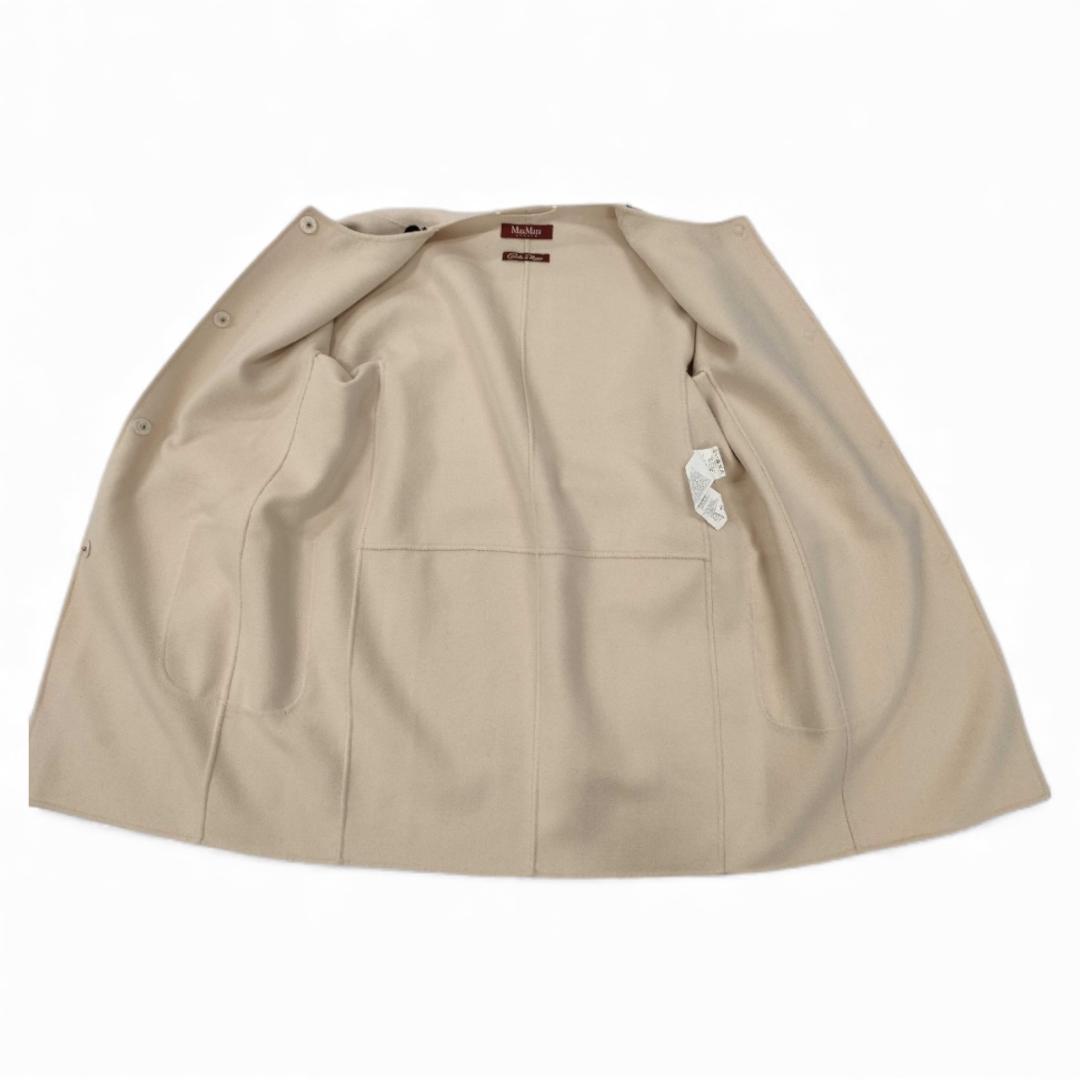 【美品】MaxMaraマックスマーラ　ダブルフェイス　ノーカラー　ビジューコート